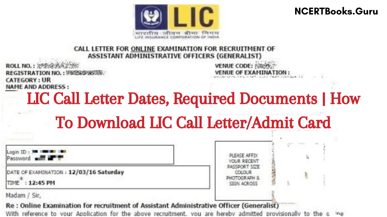 LIC call letter download process & required documents list