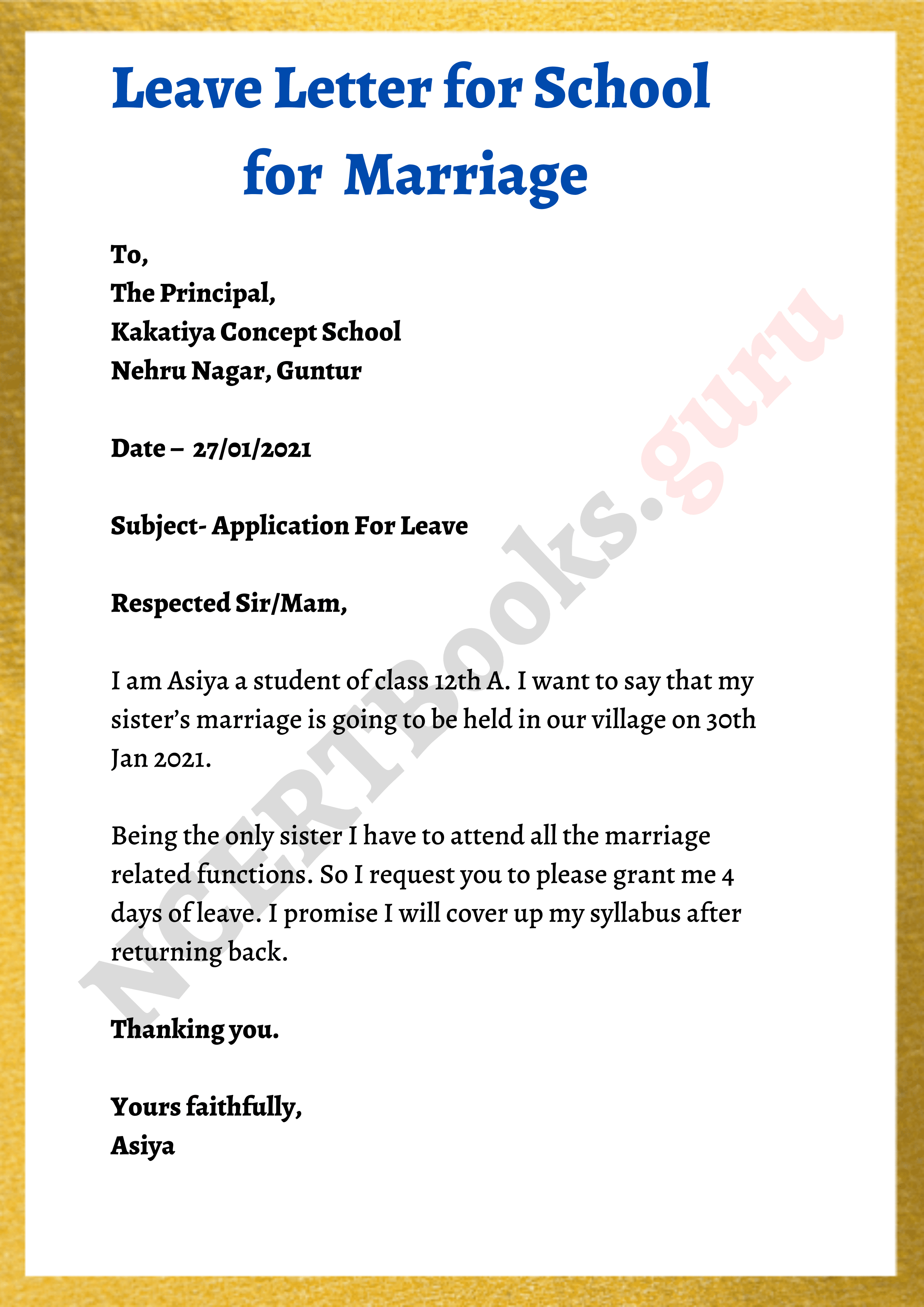 Leave Letter For School Template, Samples | How To Write A Leave  Application Letter?