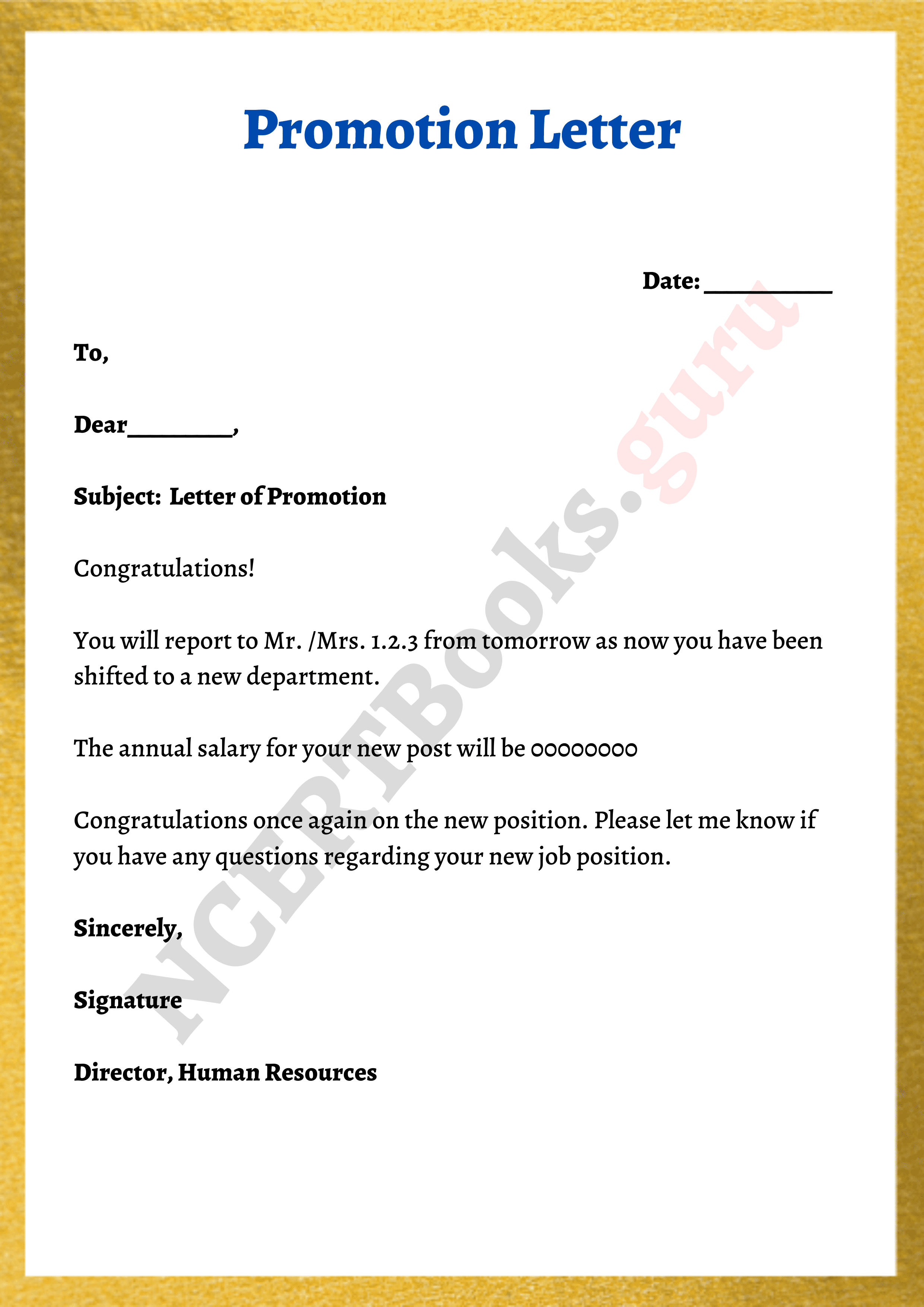Letter of Promotion Sample