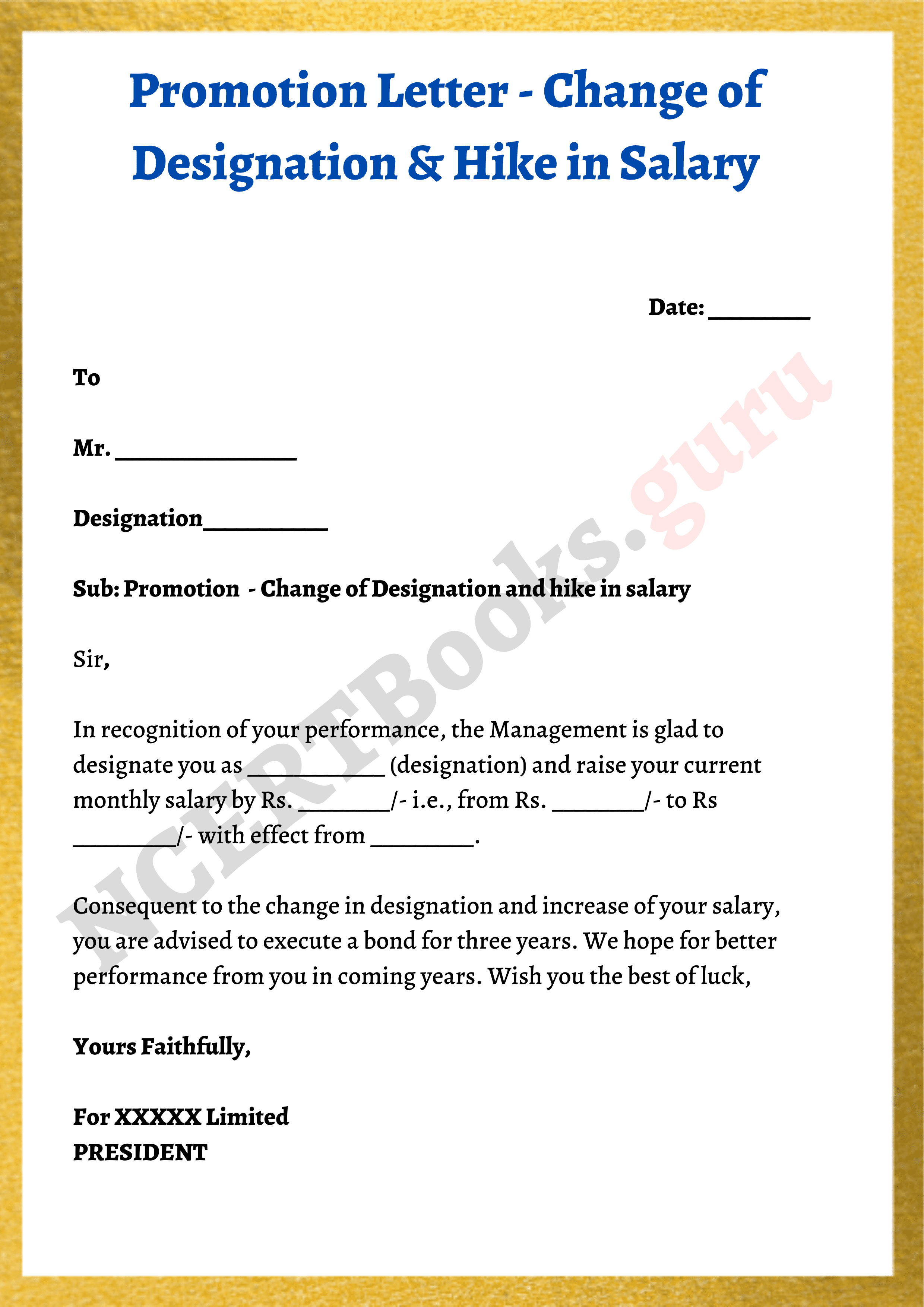 Promotion Letter Change of Designation and Hike in Salary