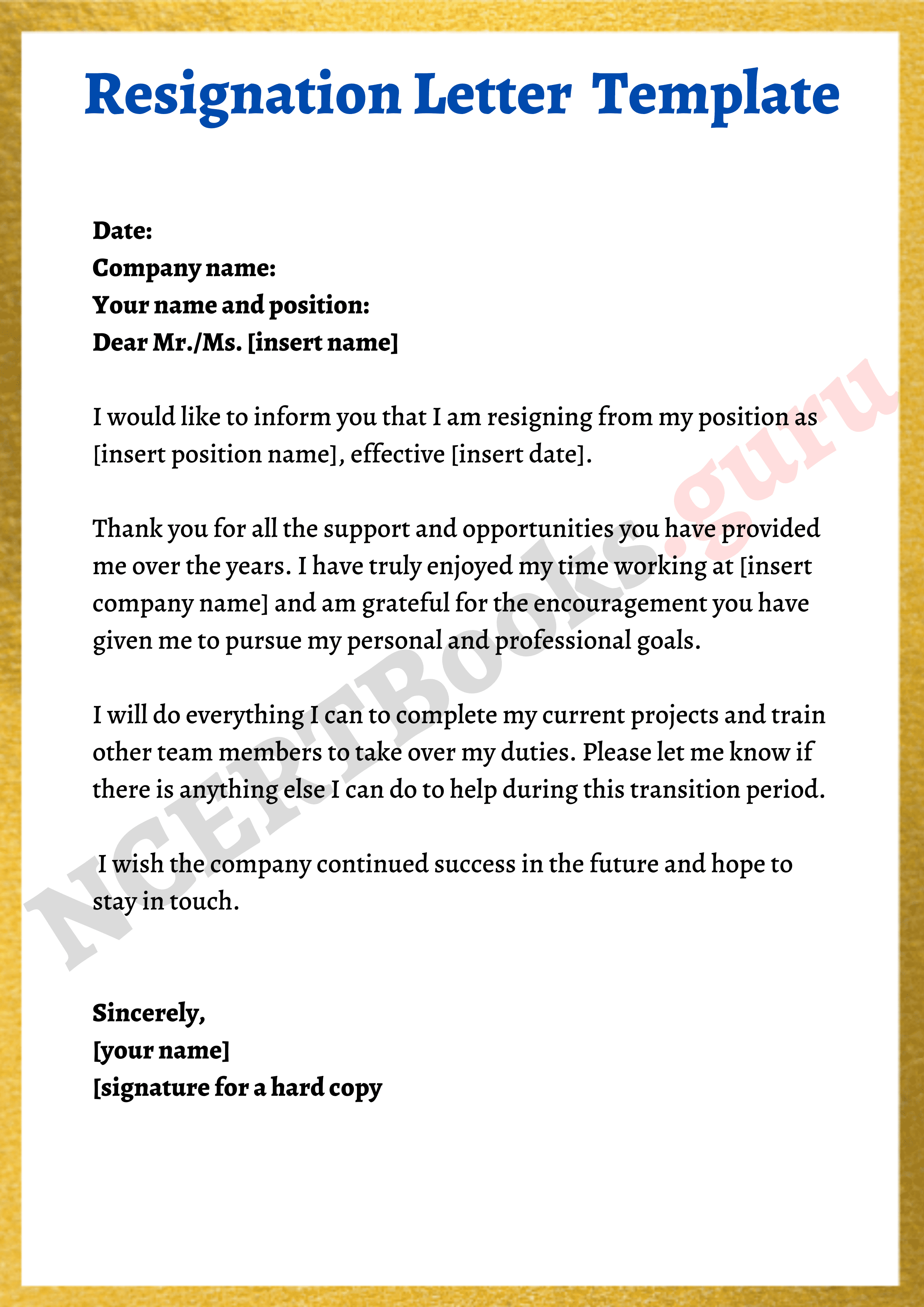 Resignation Letter Template