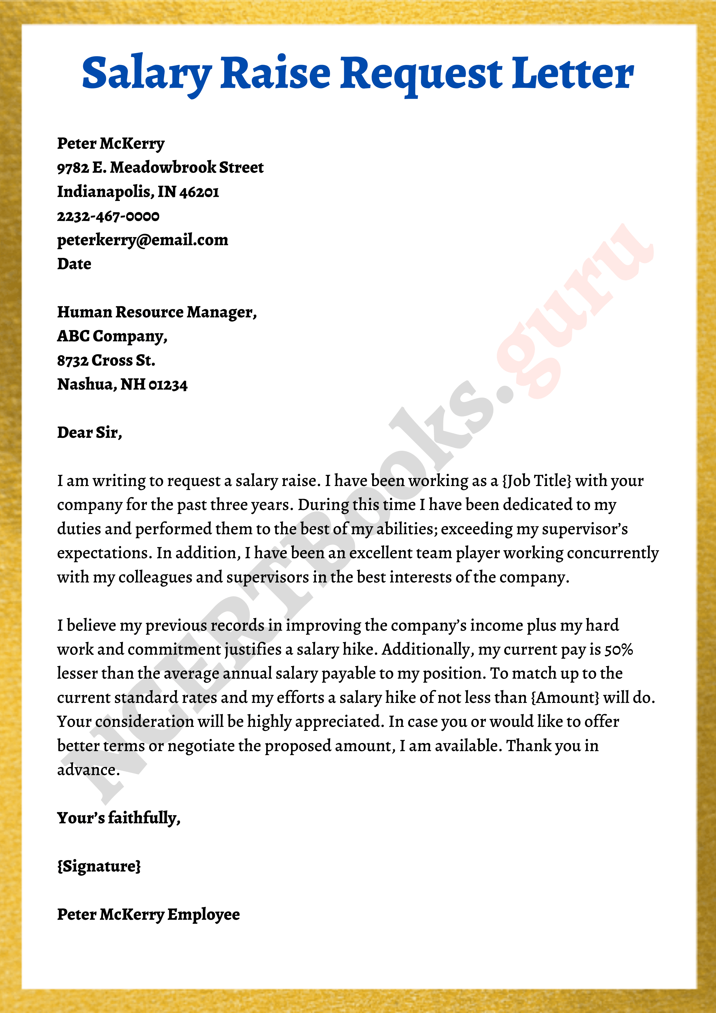 Salary Increment Letter Samples Format