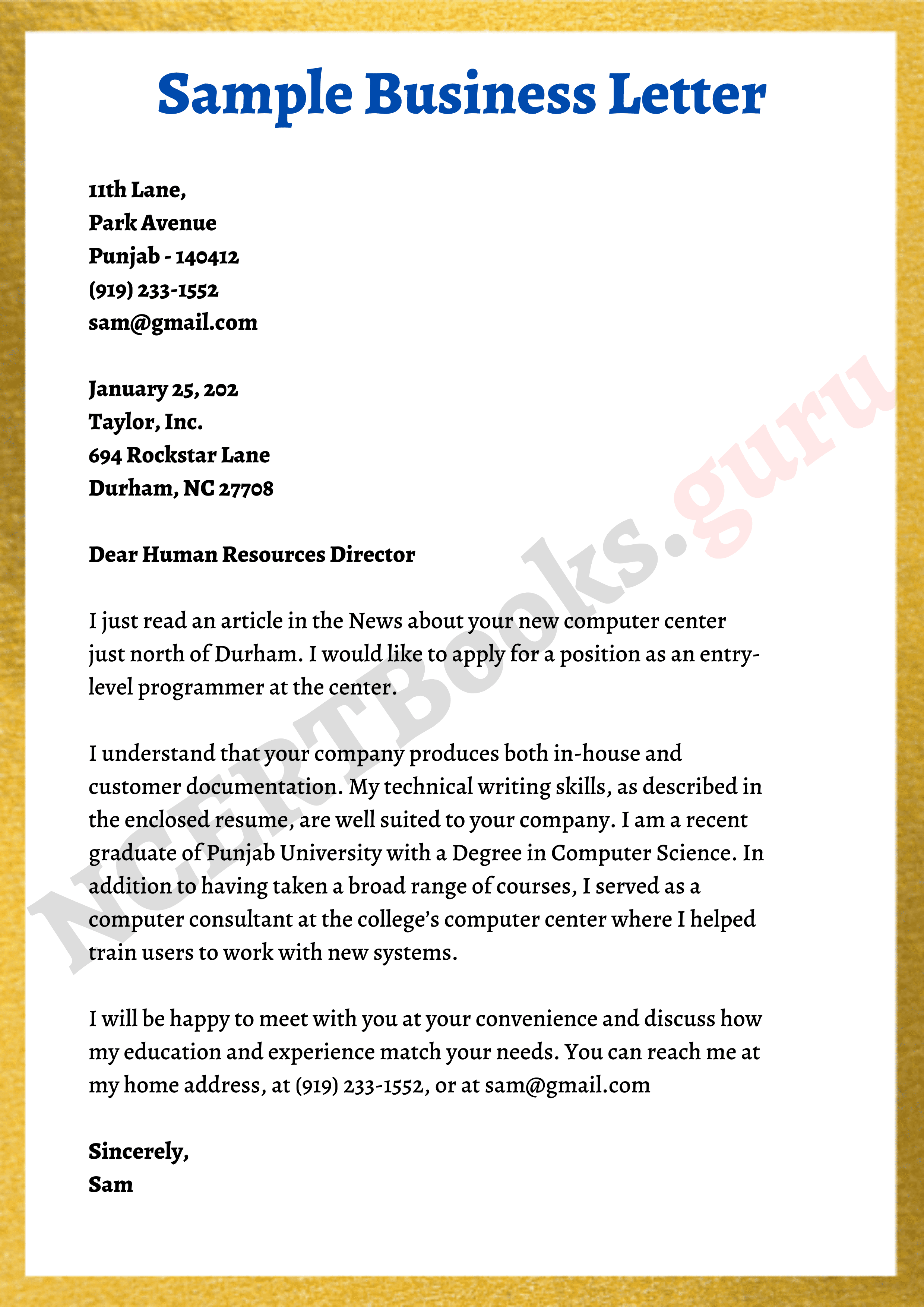 Sample Business Letter
