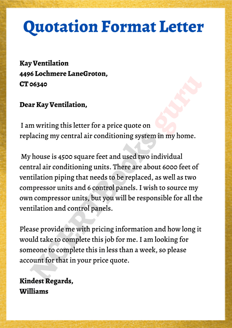 Free Quotation Format Letter Samples | How to Write a Quotation Letter?
