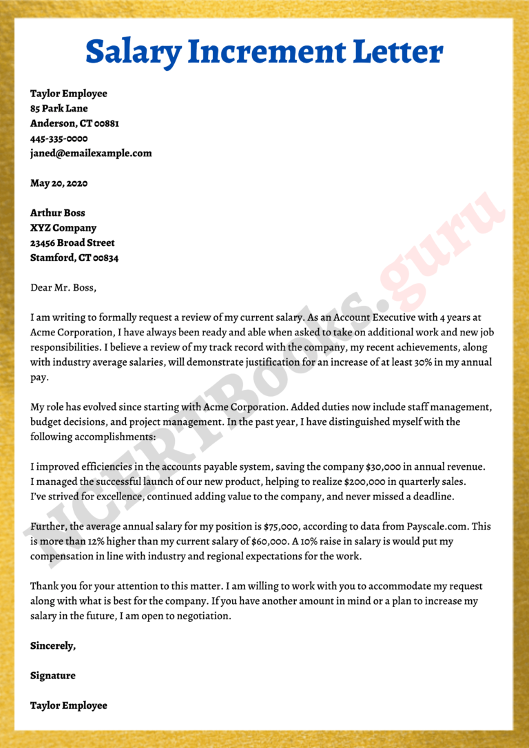 Sample Increment Letter Format Fresh Salary Increment Vrogue co