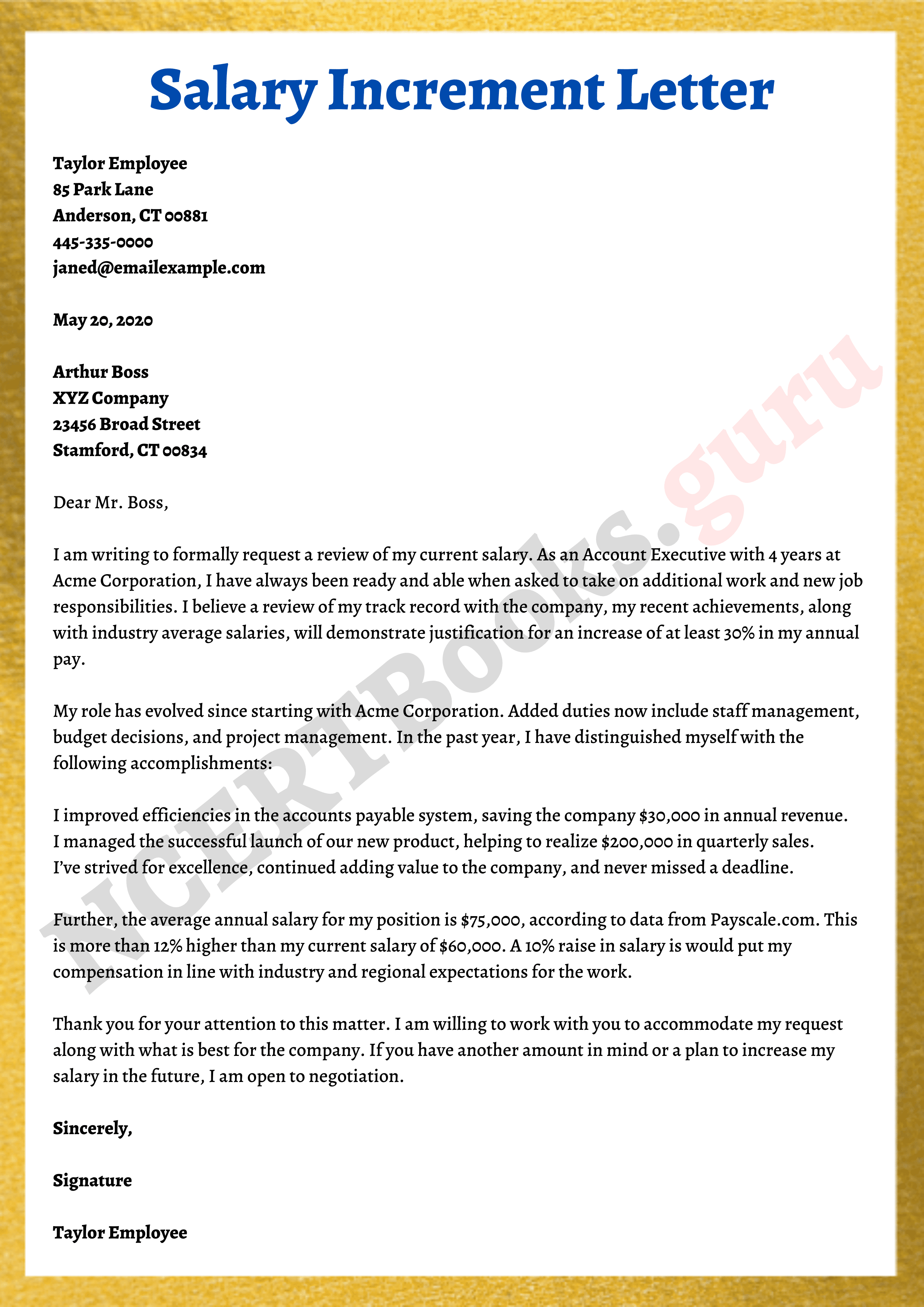 sample letter severance pay request
