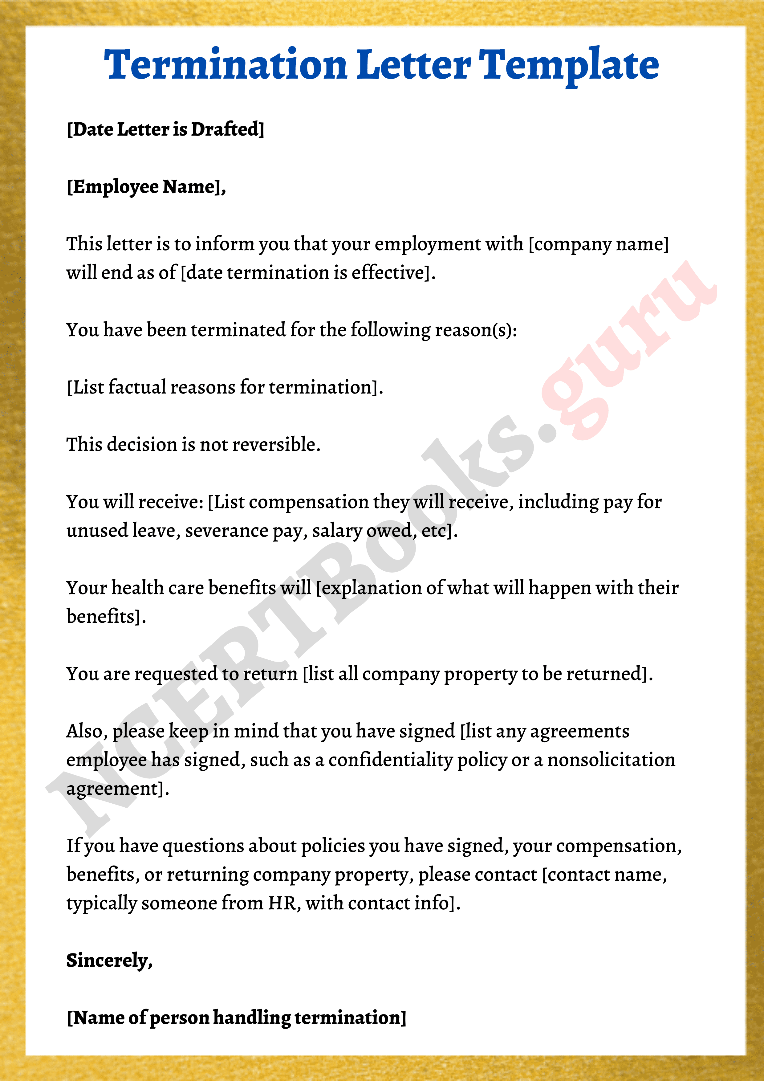 Termination Letter Template