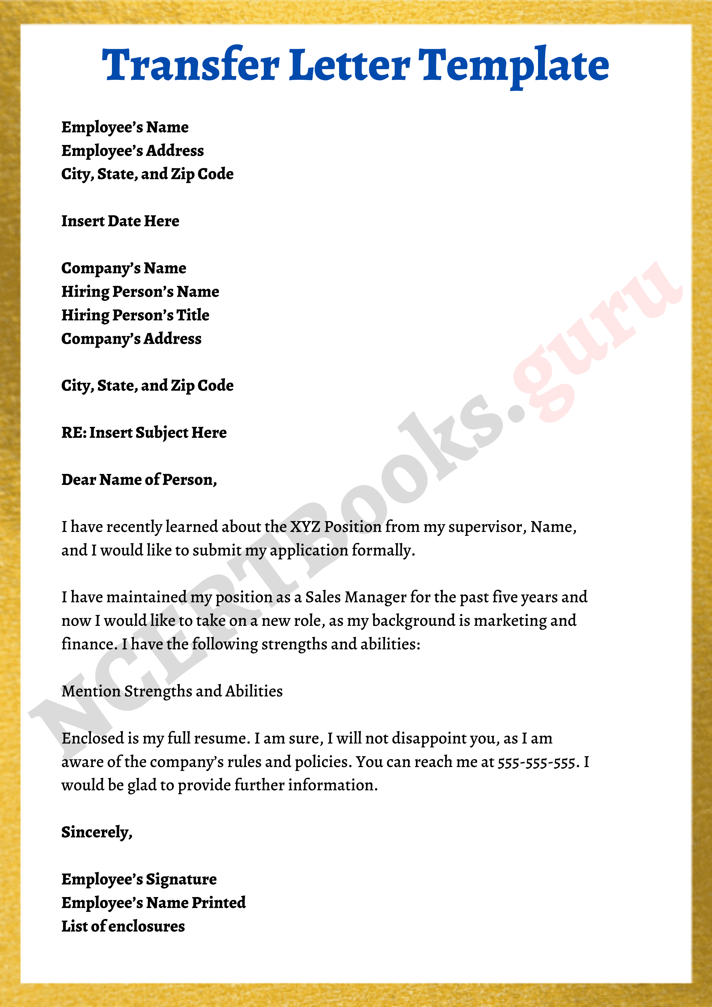 department transfer request letter sample