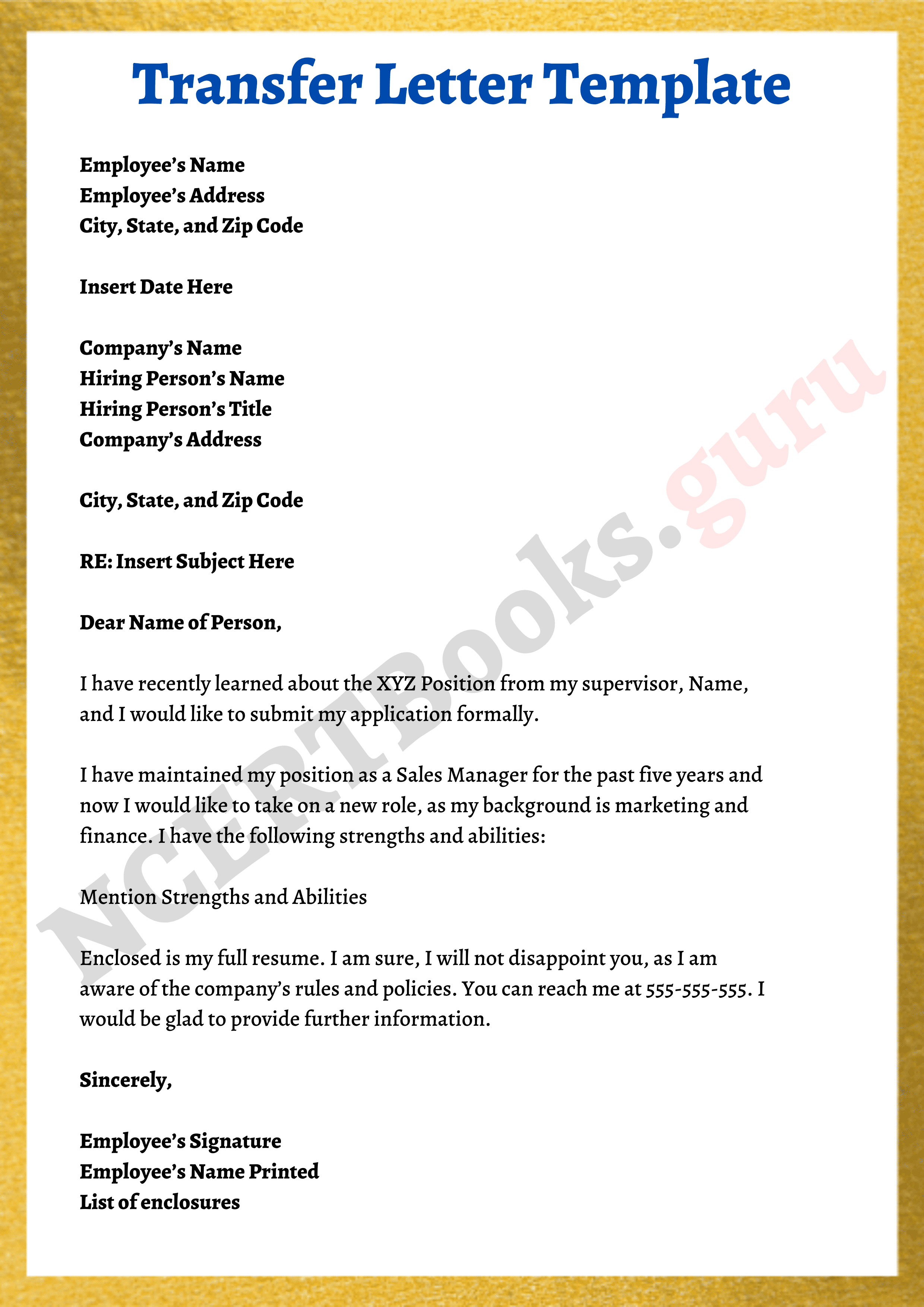 Transfer Letter Template