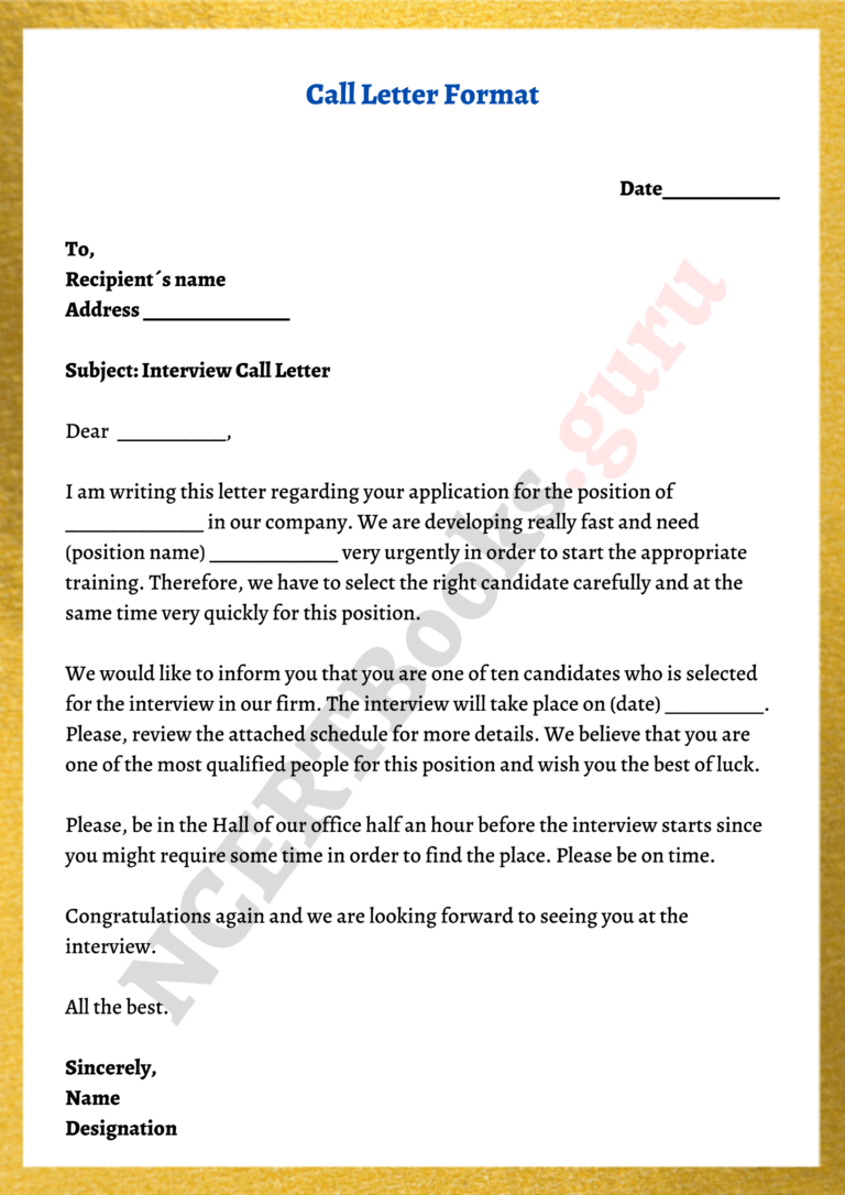 Call Letter Format, Email Format, and Samples | Tips for ...
