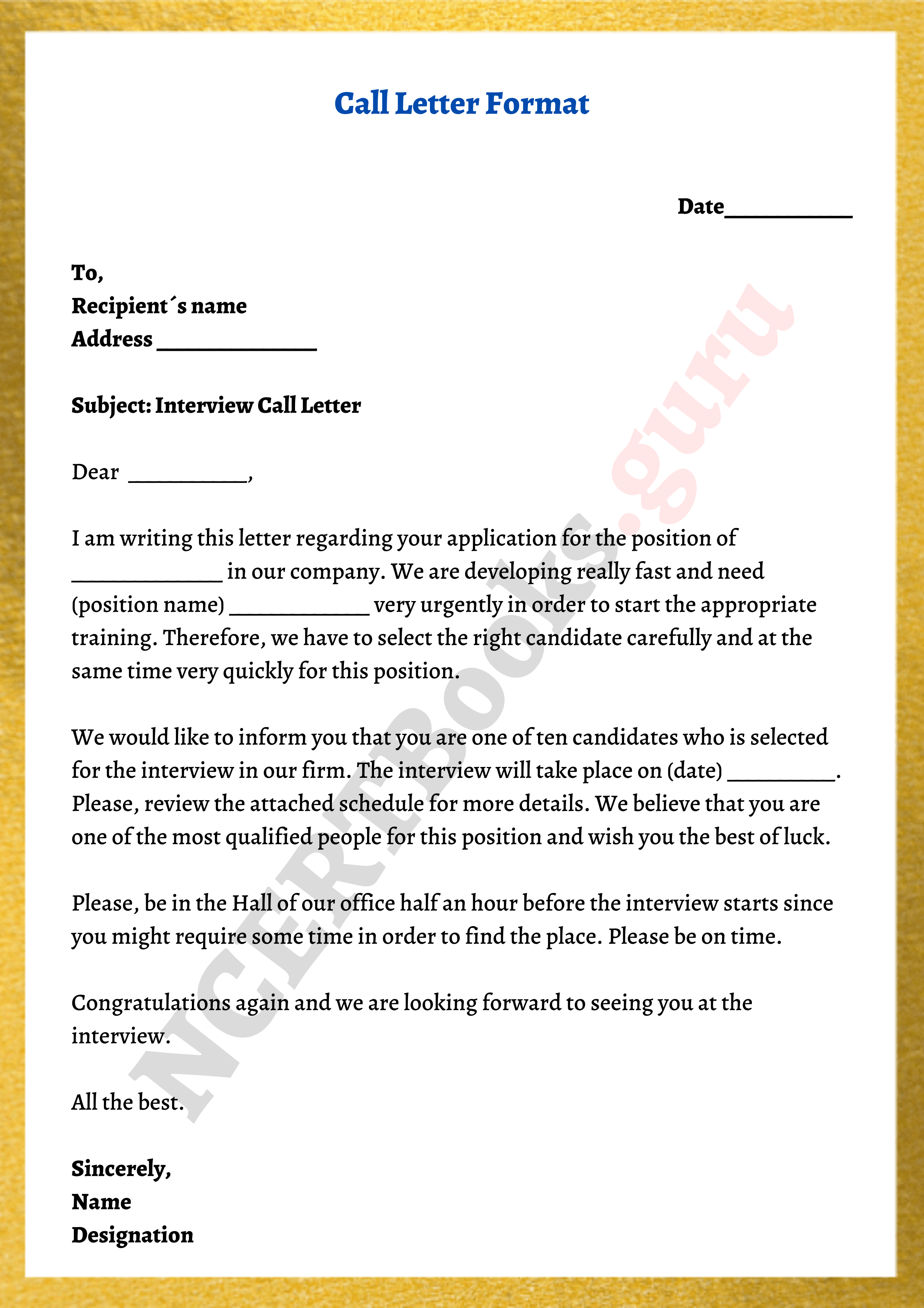 call letter format