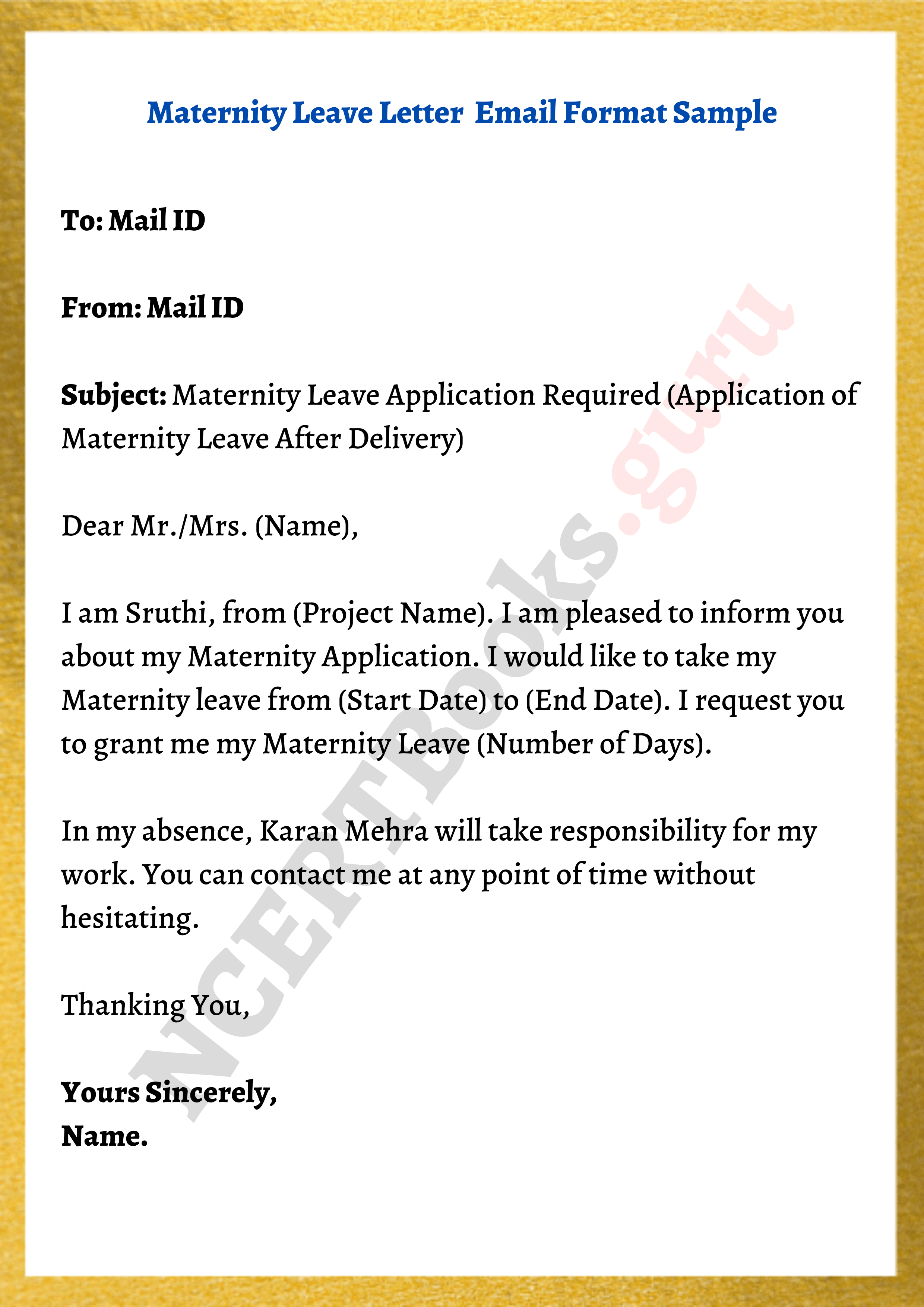 maternity leave application letter for husband