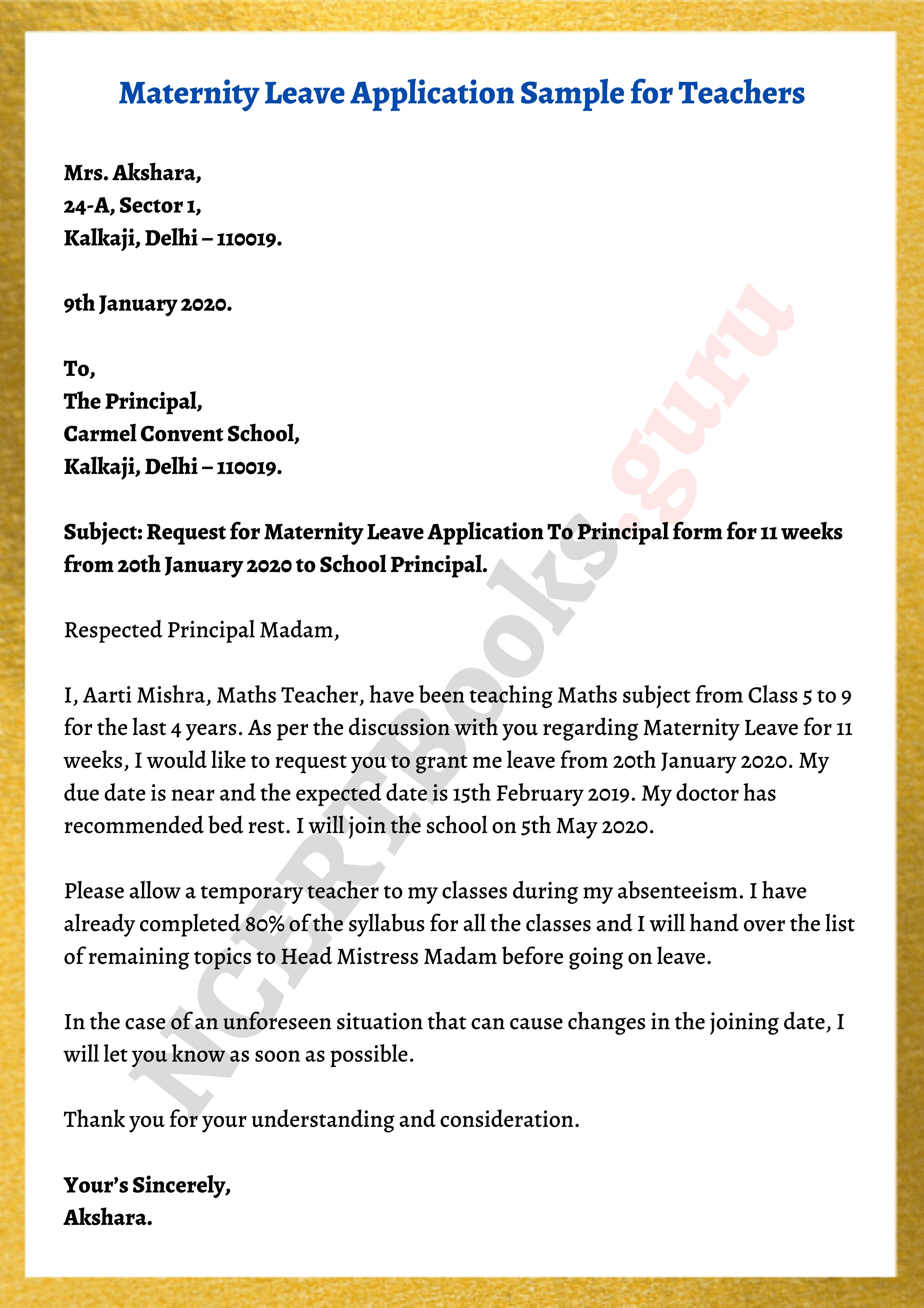 application letter for pregnancy leave