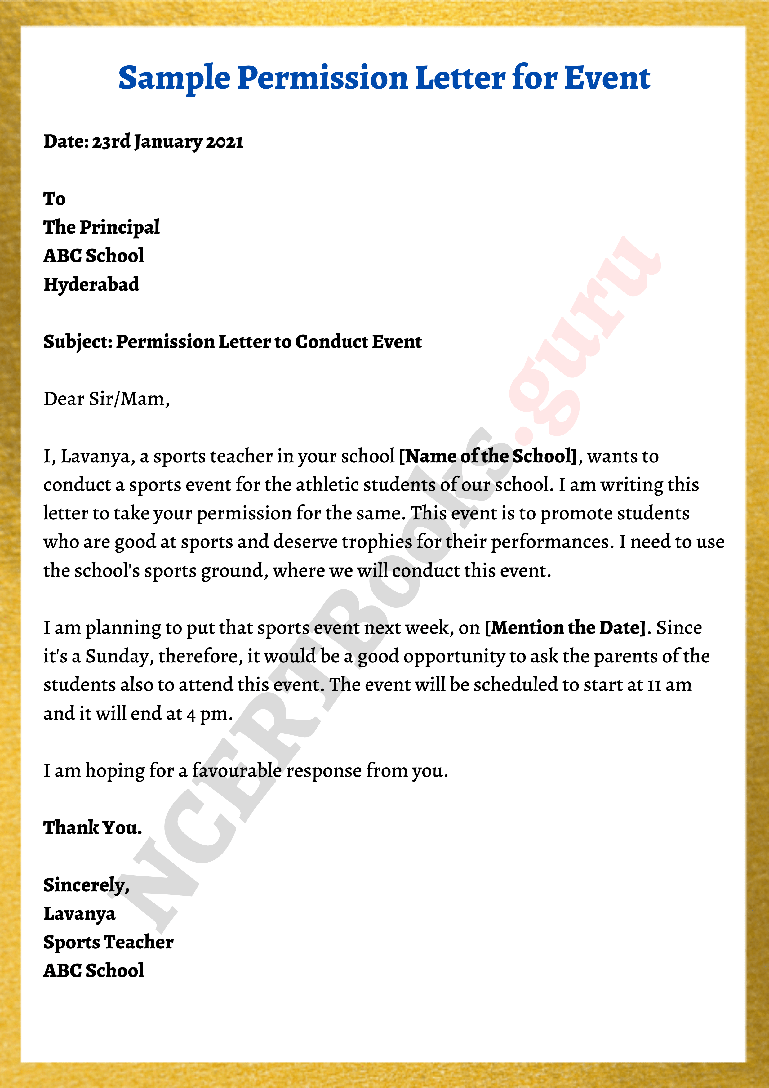 permission letter for hosting event