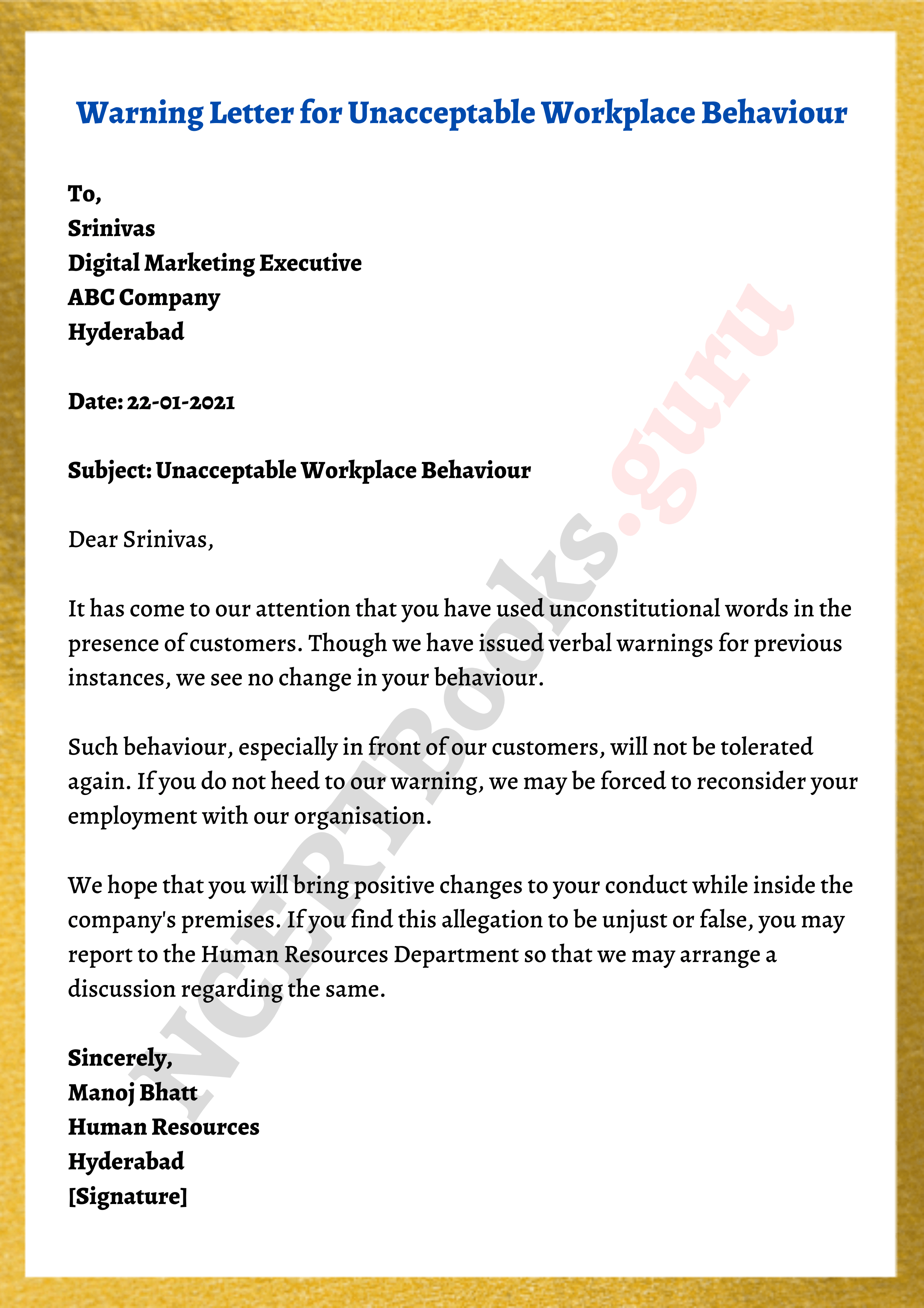 warning letter examples