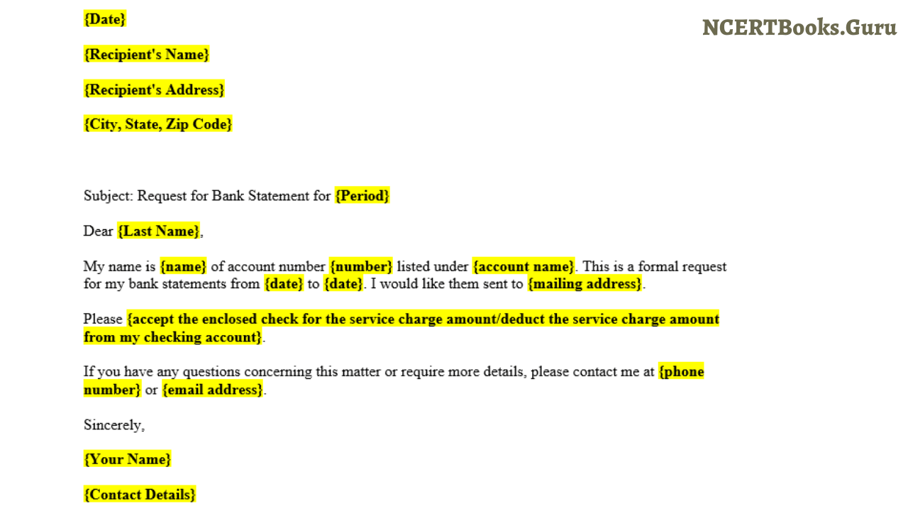 word template for bank statement letter