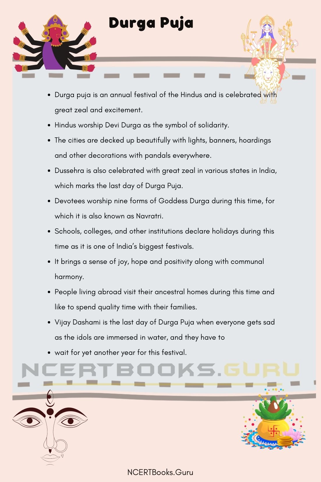 essay class 10 lines on durga puja in english