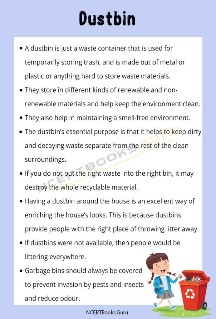 10 Lines on Dustbin for Students and Children in English NCERT Books