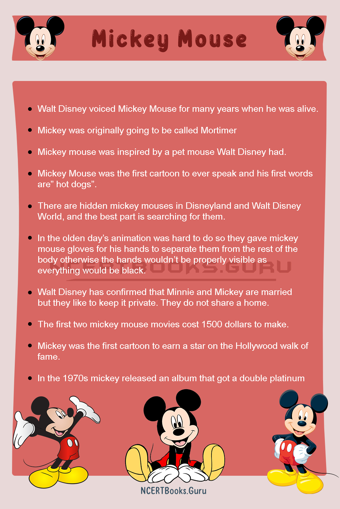 10 Lines on Mickey Mouse for Students and Children in English - NCERT Books 10 Lines on Mickey Mouse for Students and Children in English - NCERT Books