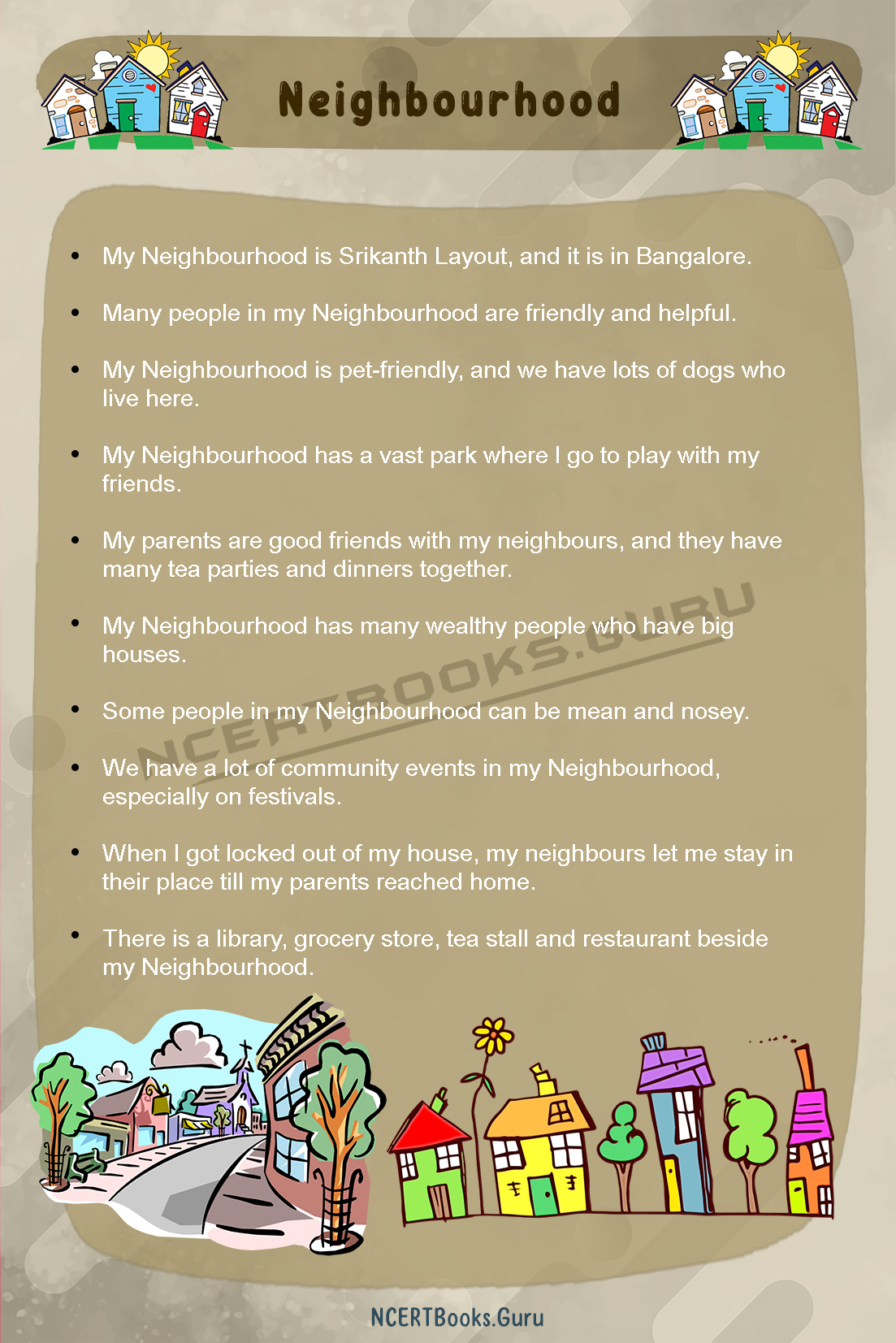 10 Lines on Neighbourhood 1