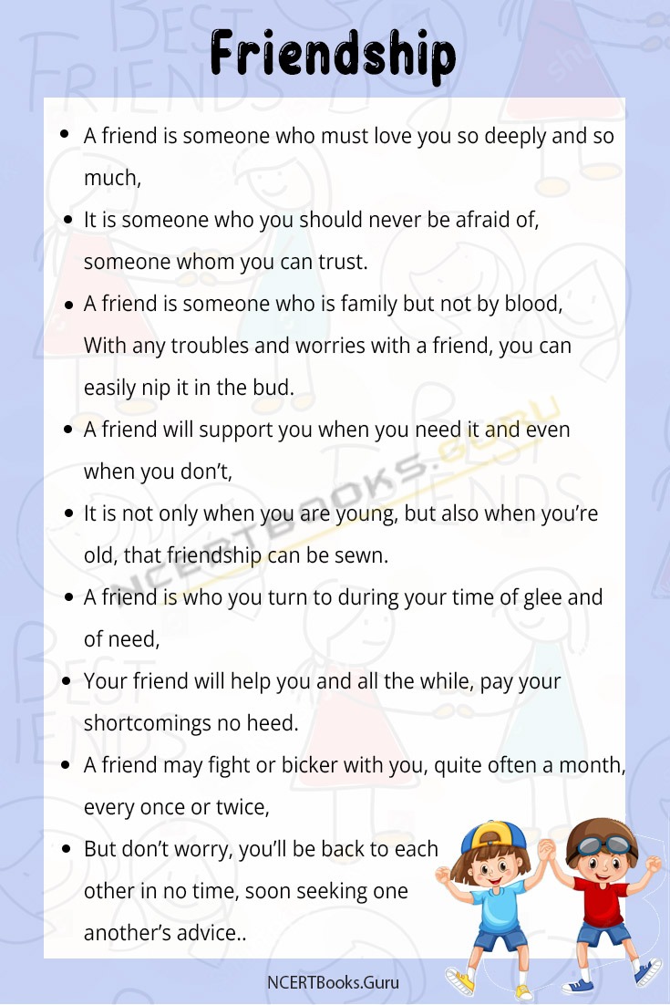 10 Lines on Poem on Friendship for Students and Children in English - NCERT  Books