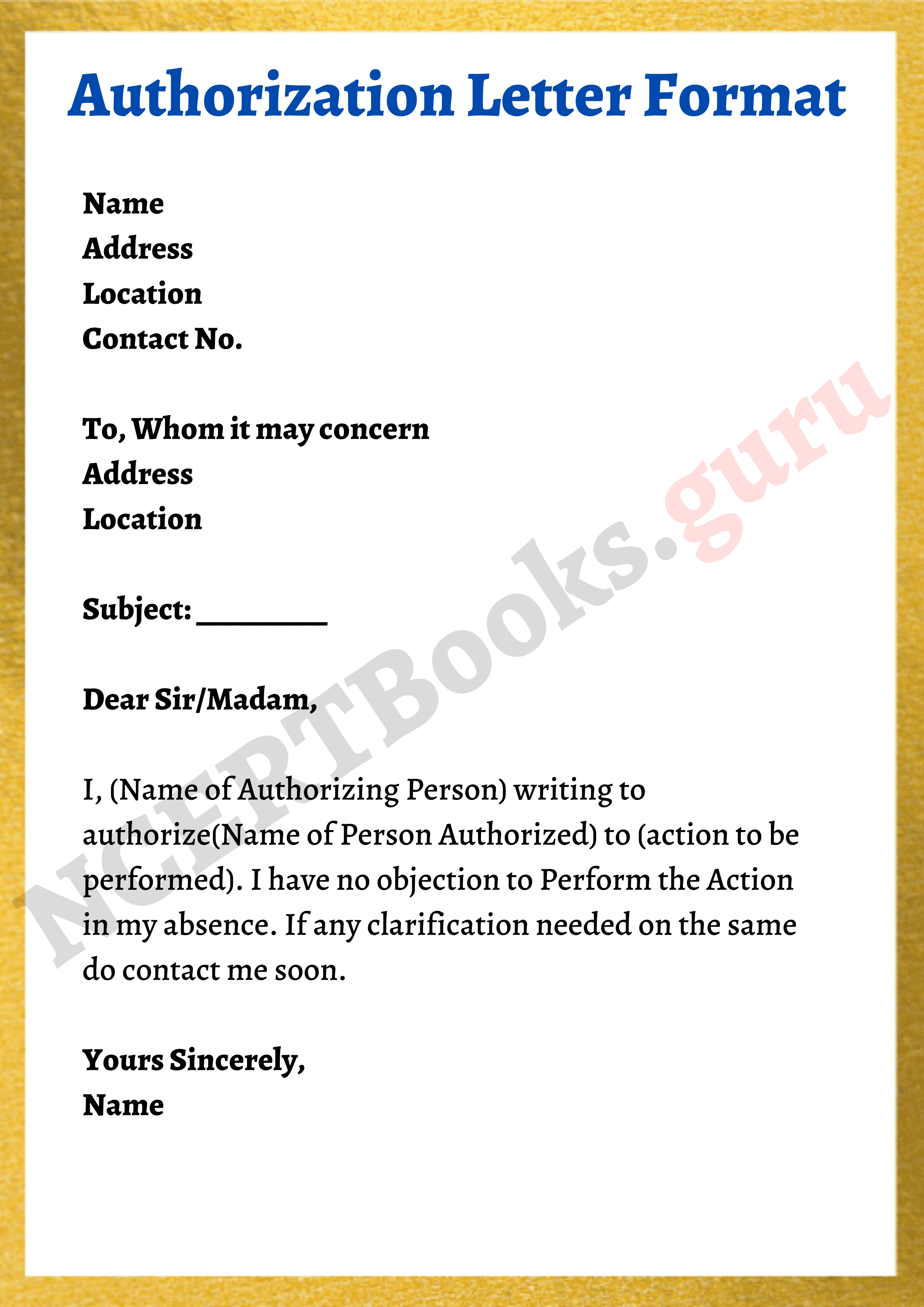 Letter of authorisation sample