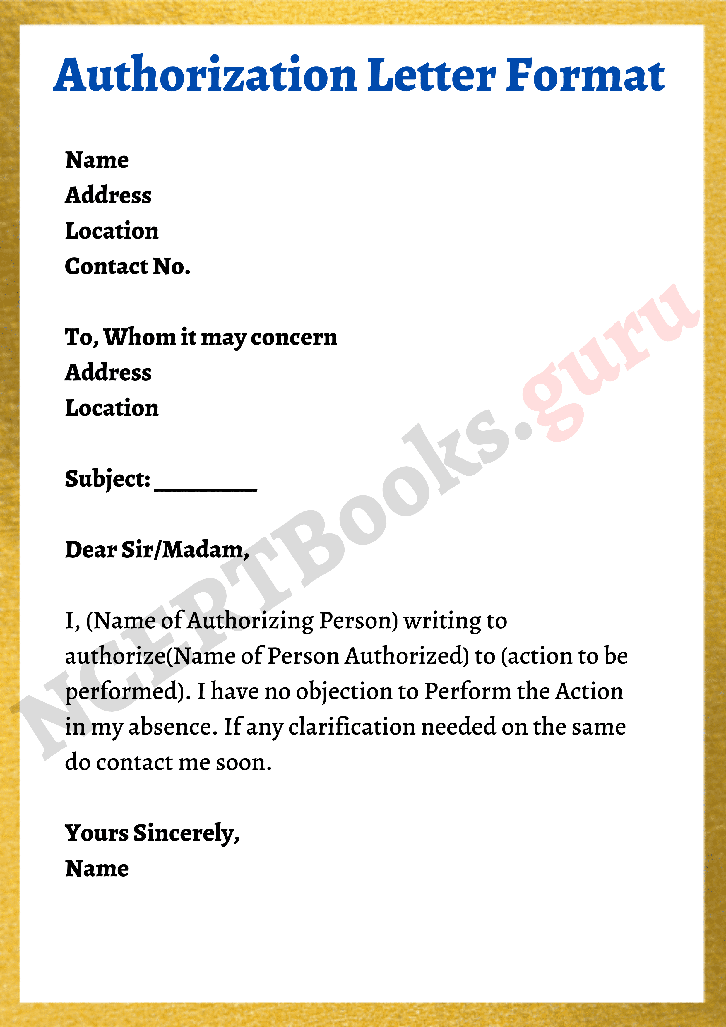 Authorization Letter Format