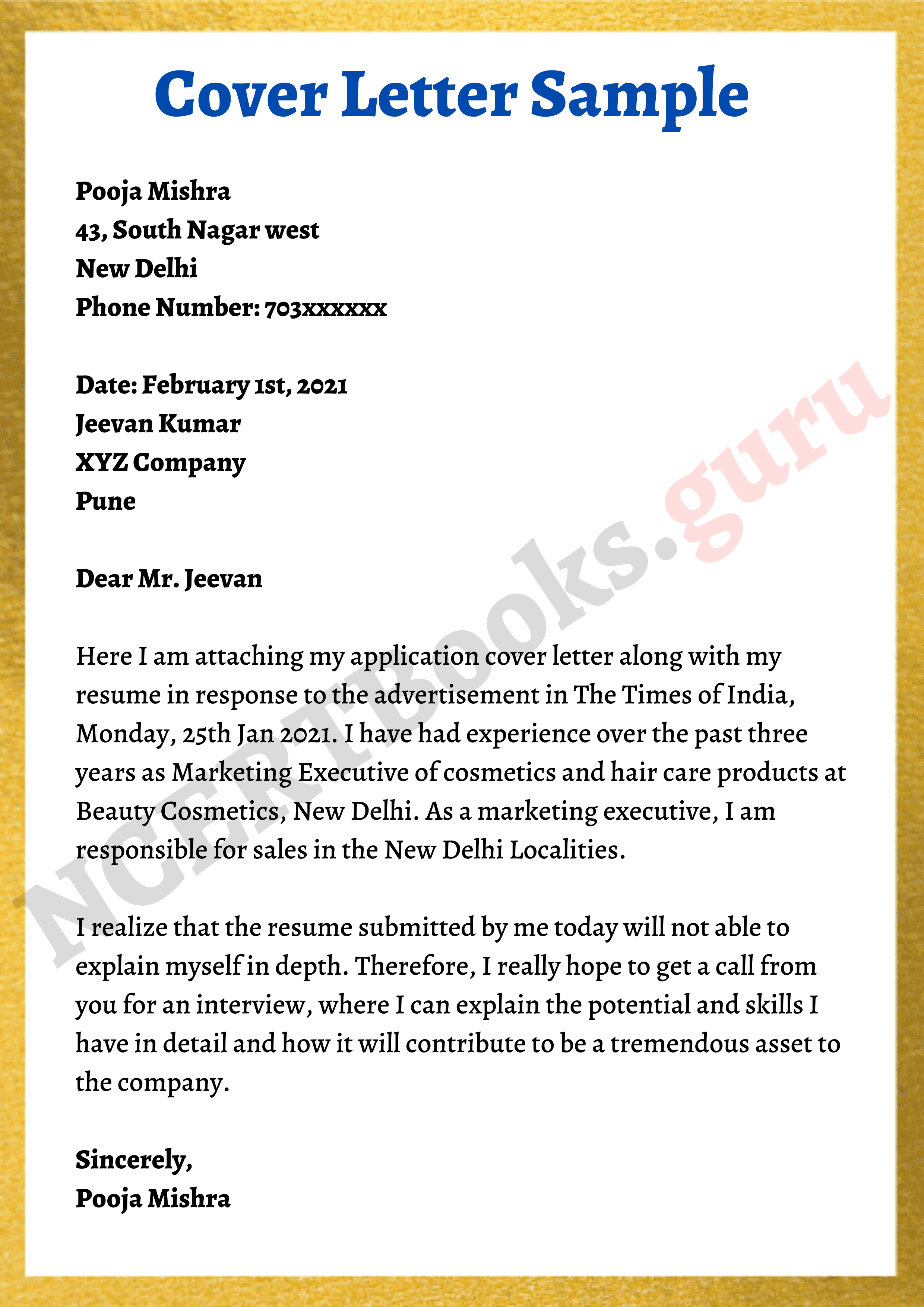 Cover Letter Sample