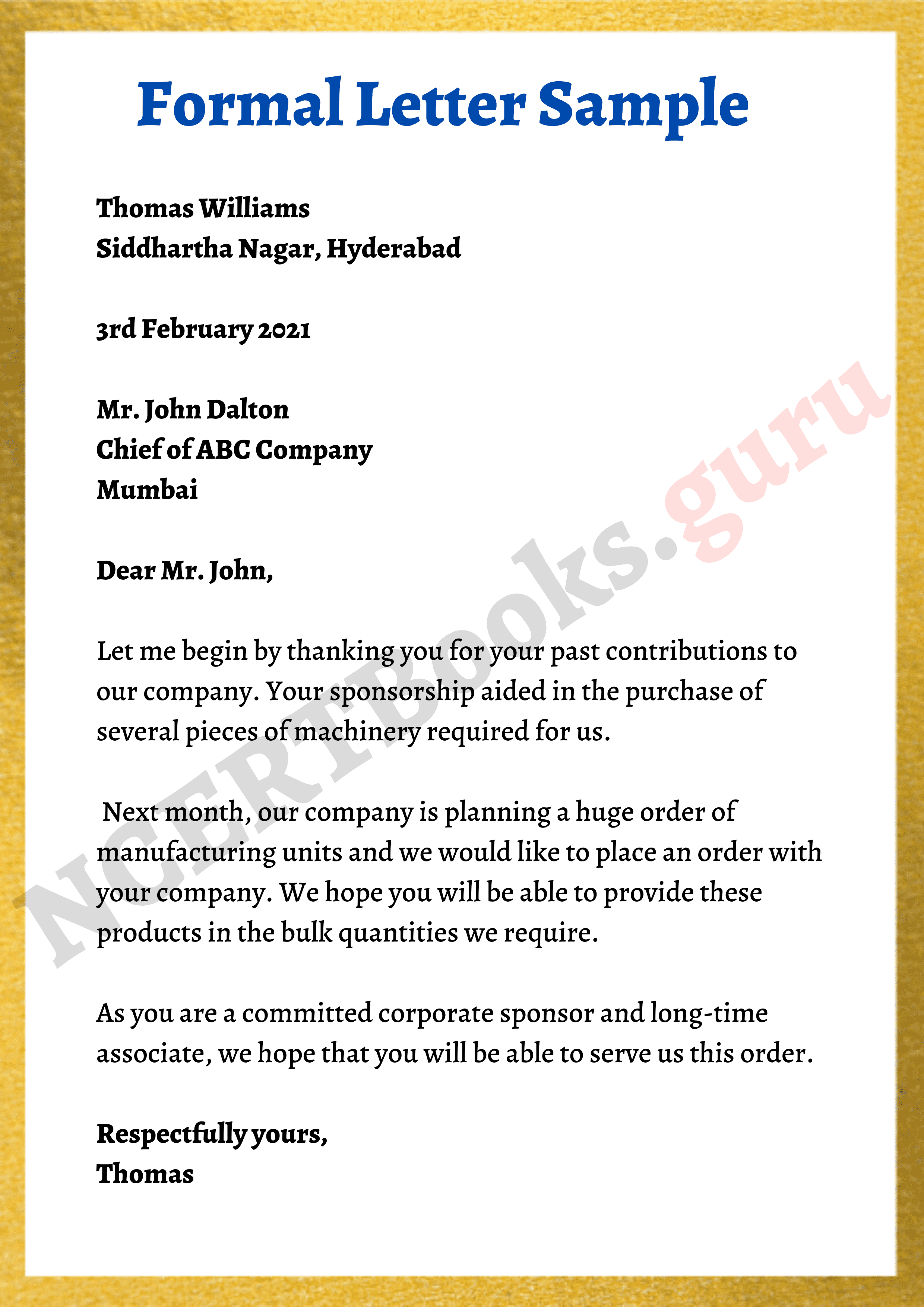 Formal Letter Sample