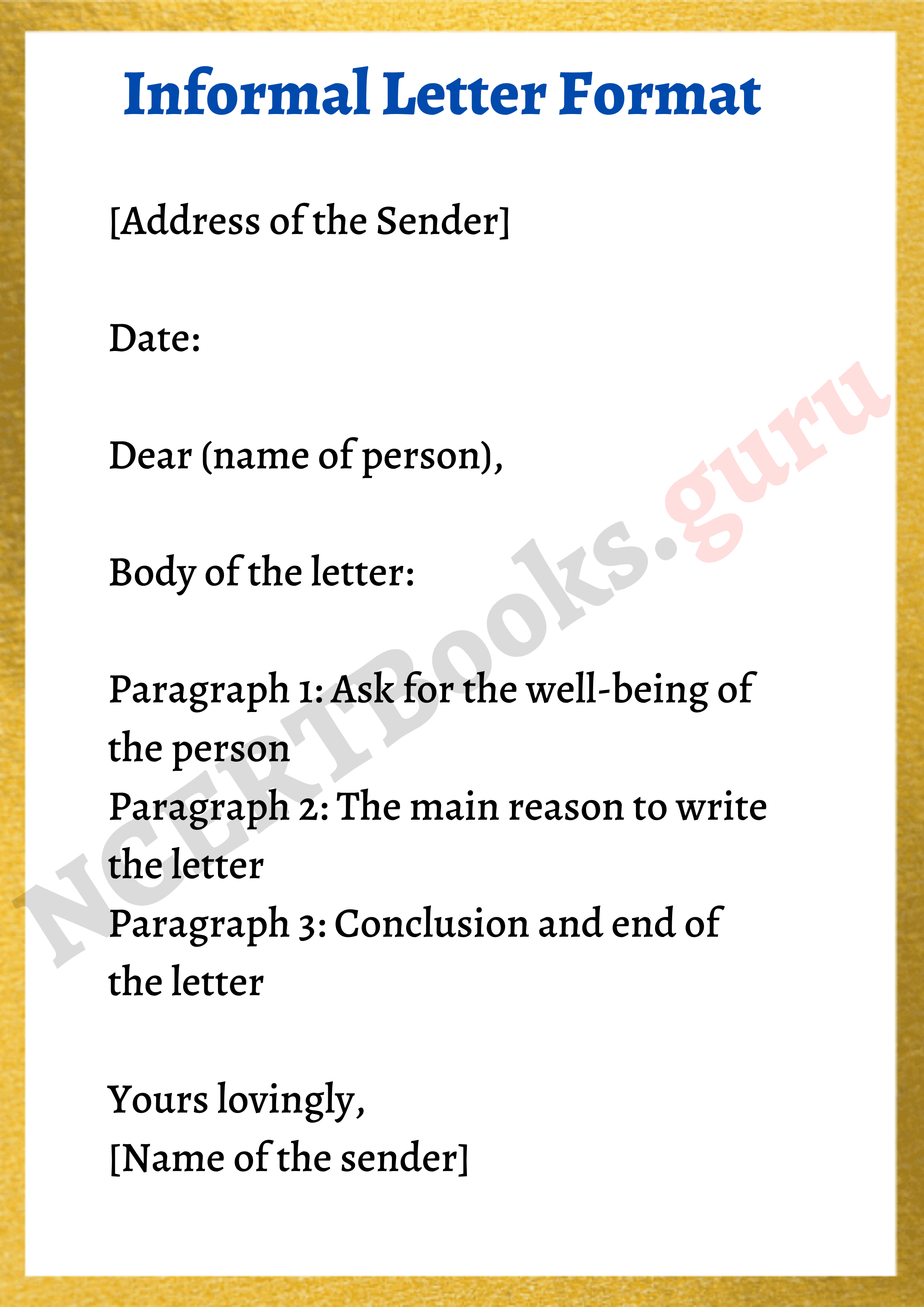 body of informal letter