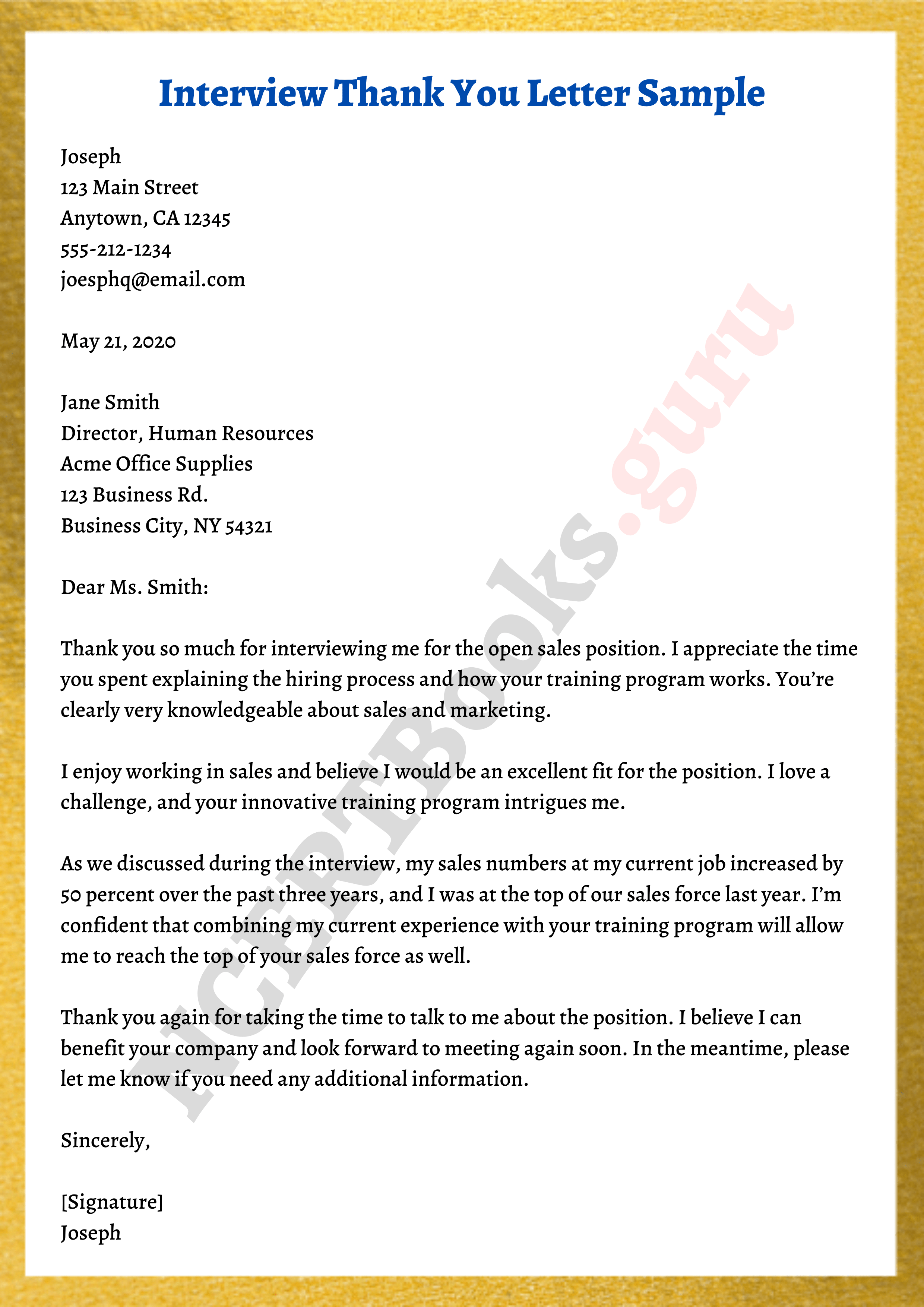 Interview thank you letter sample