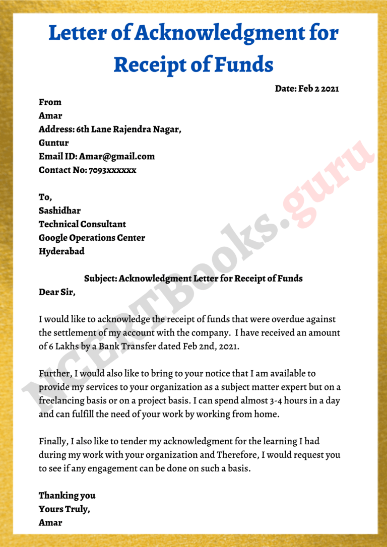 Acknowledgement Letter Format, Samples | How to write an ...