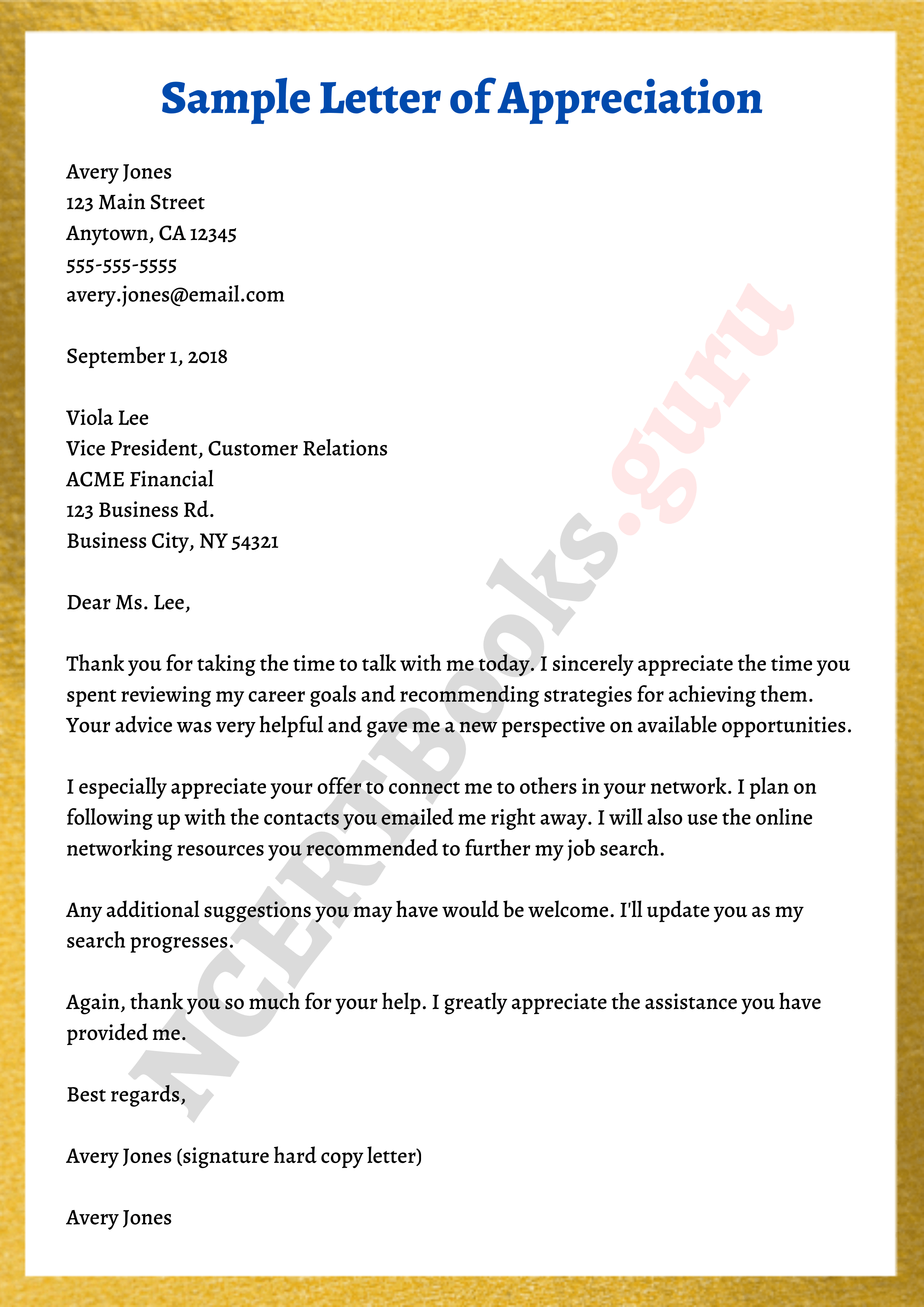 Letter of gratitude sample