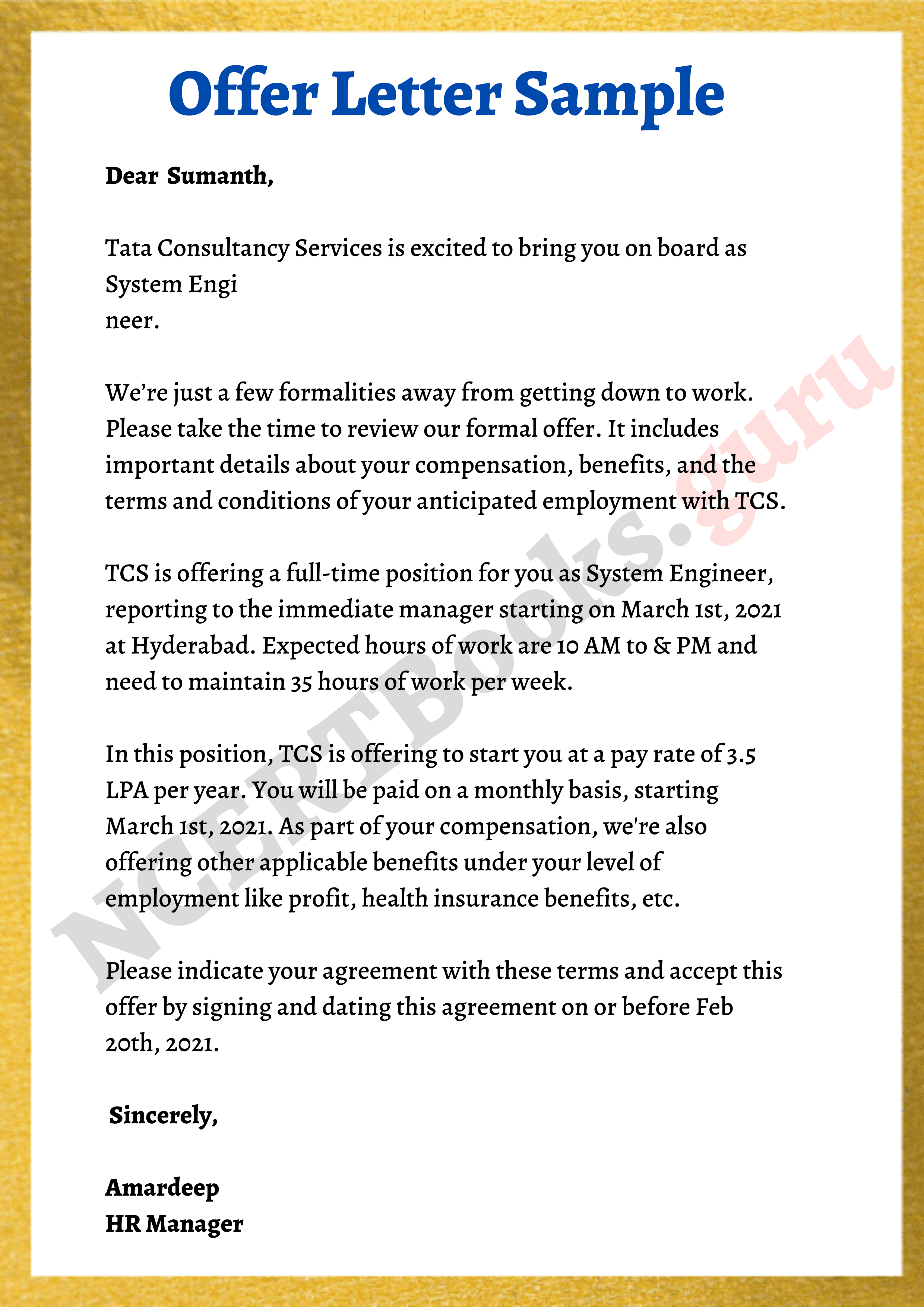 cover letter with offer