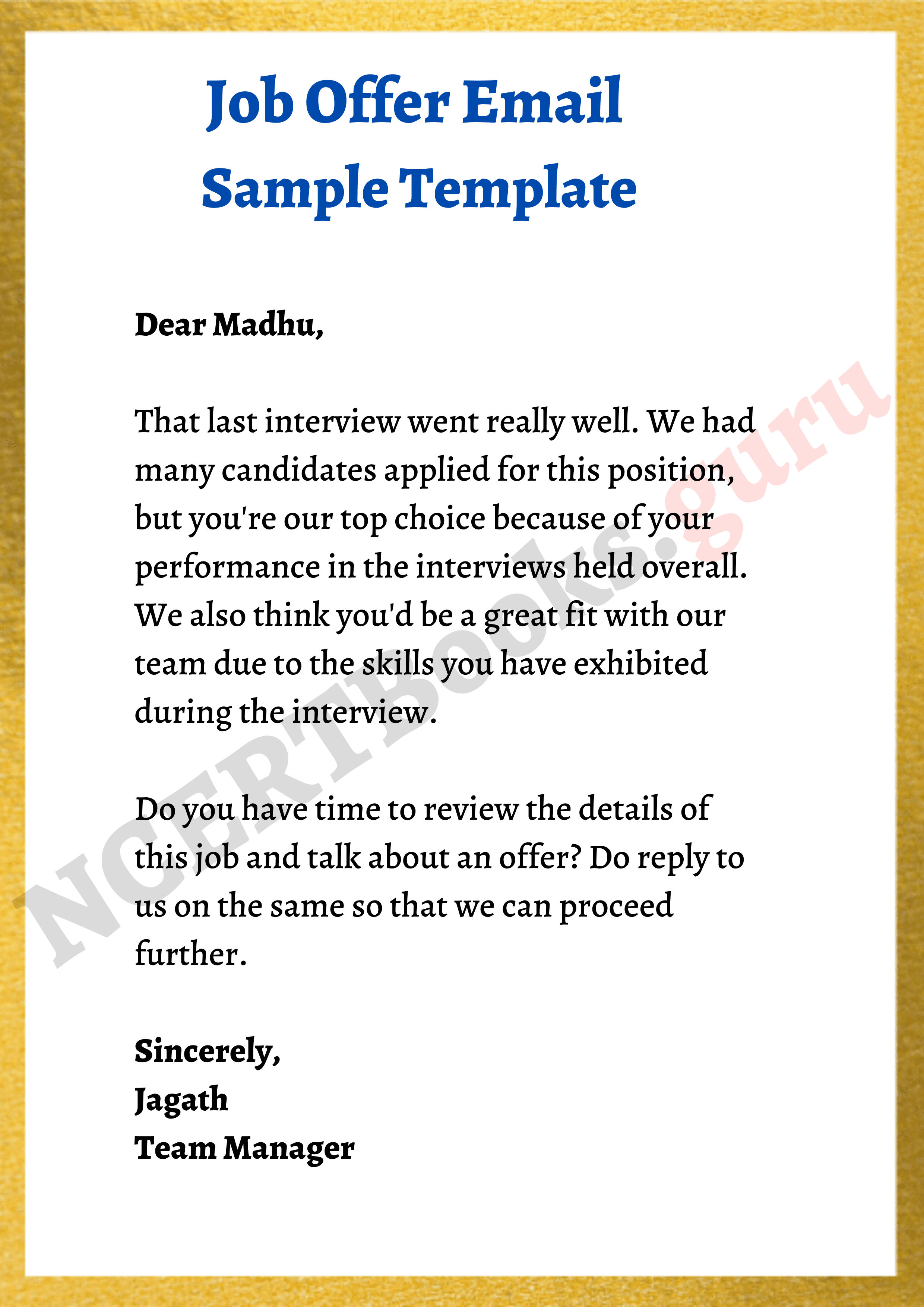 Sample Job Offer Email Template