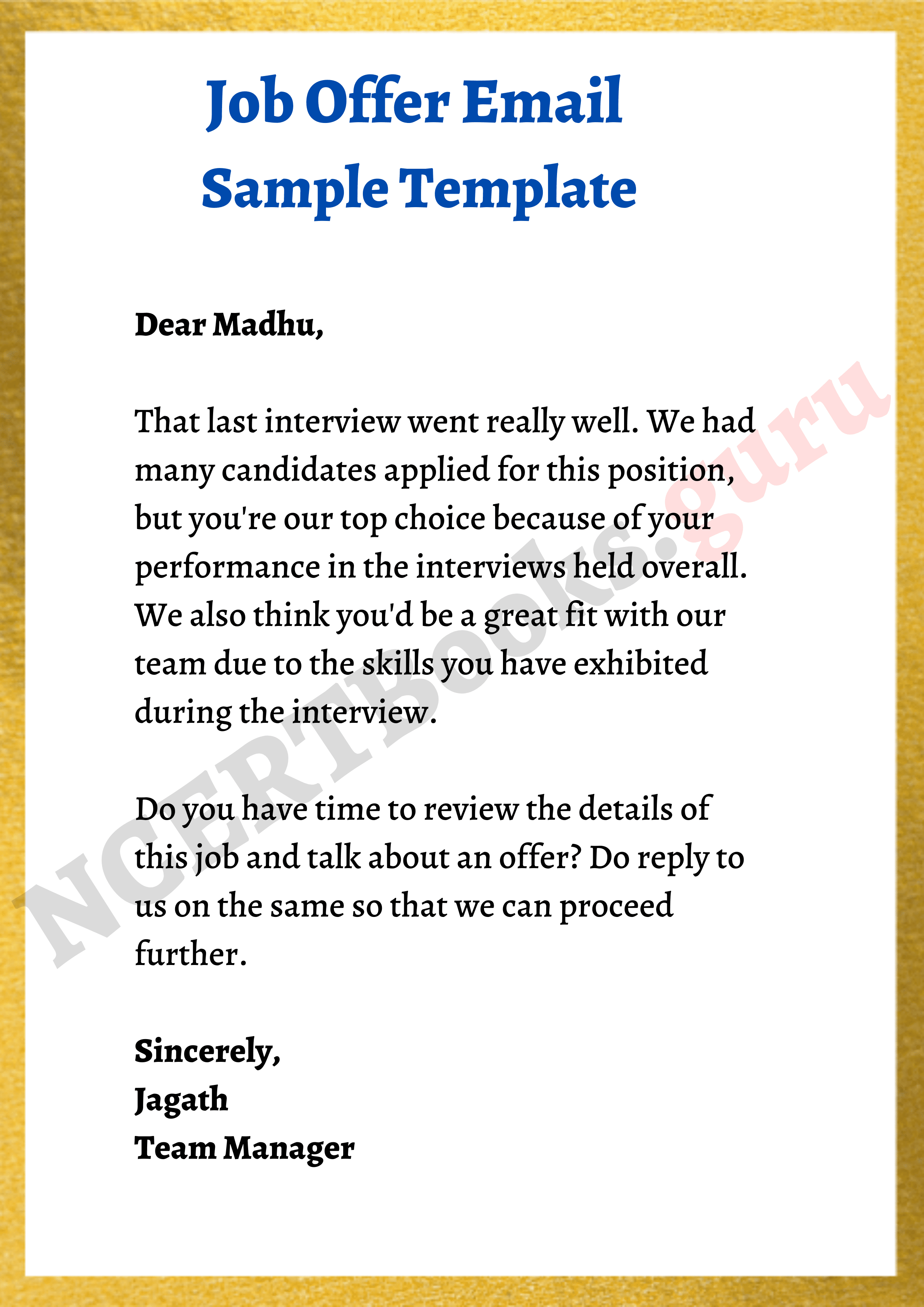 offer cover letter sample