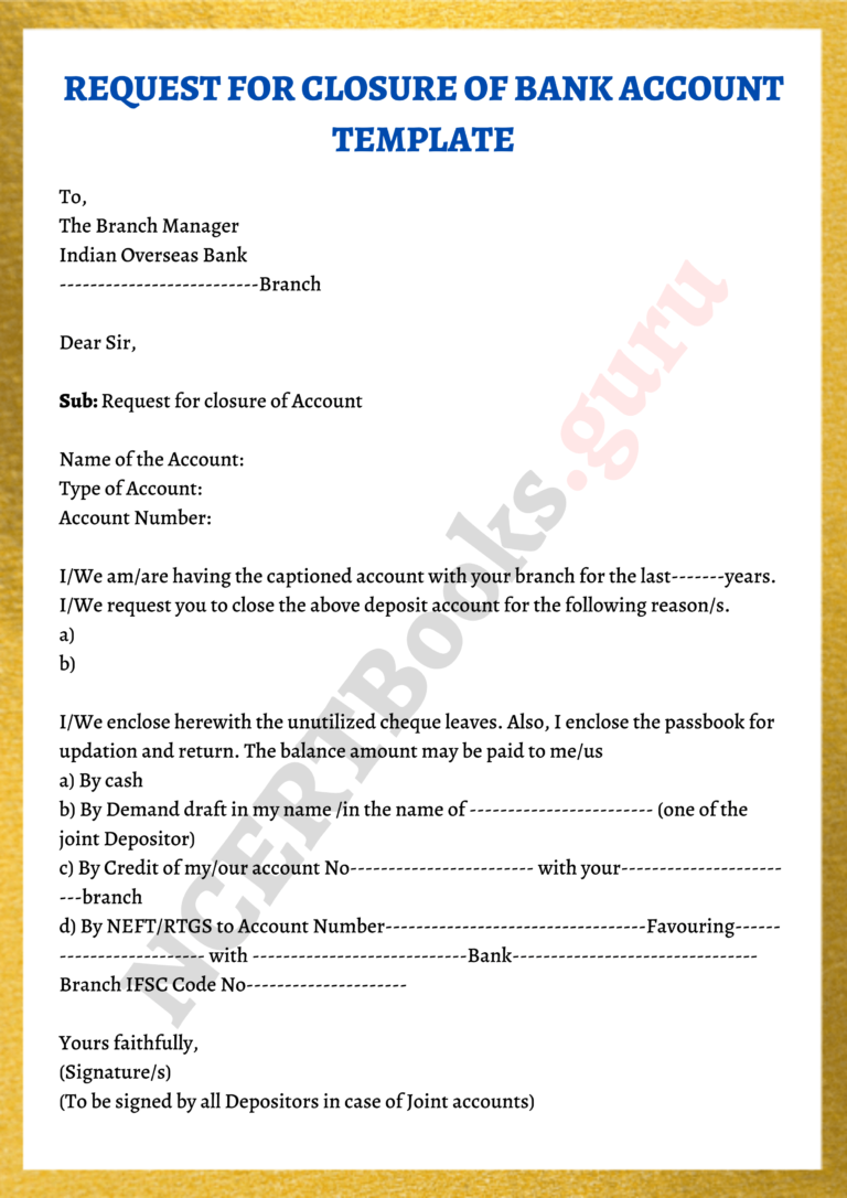 Letter To Close Bank Account Template
