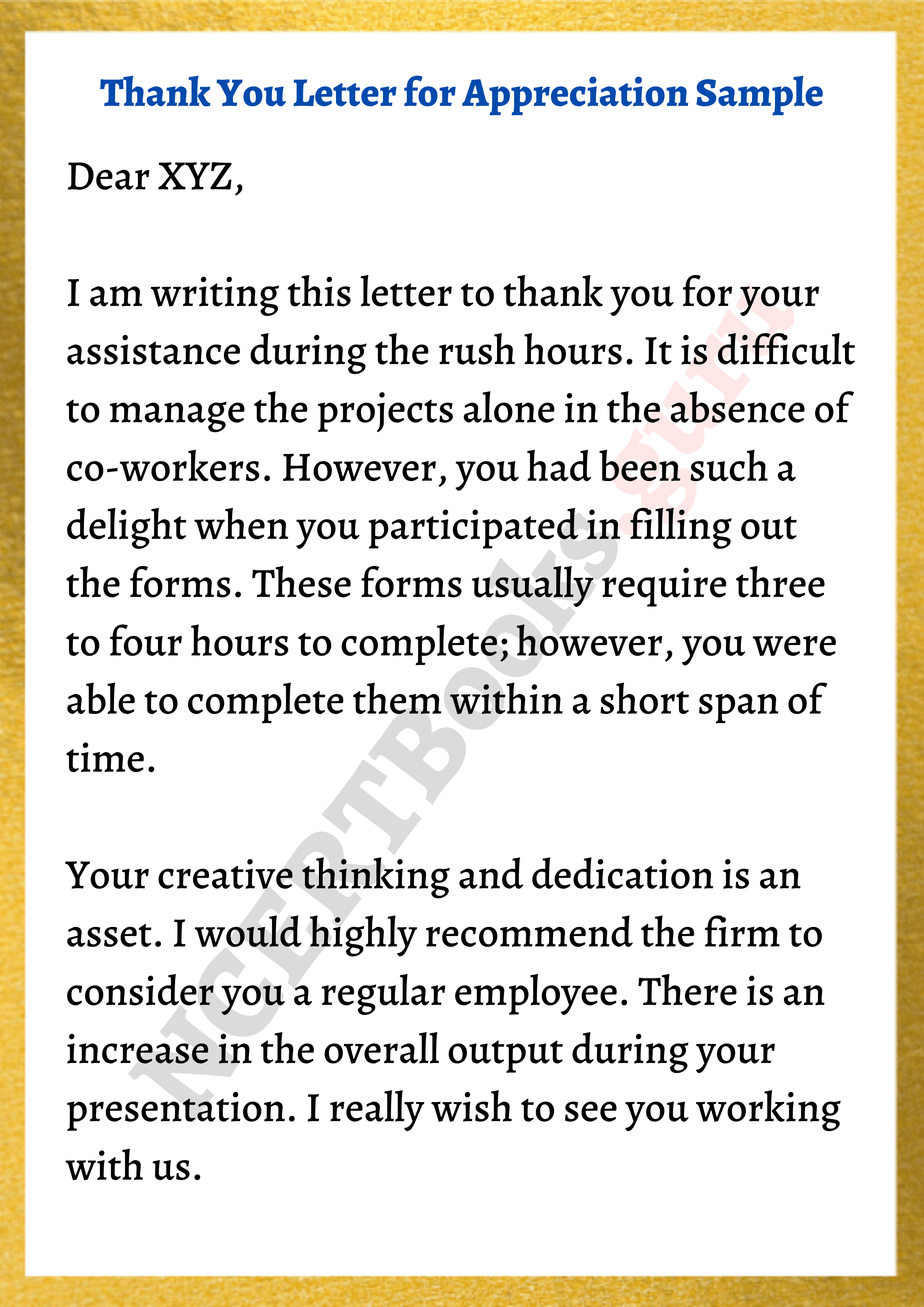 appreciation thank you letter sample