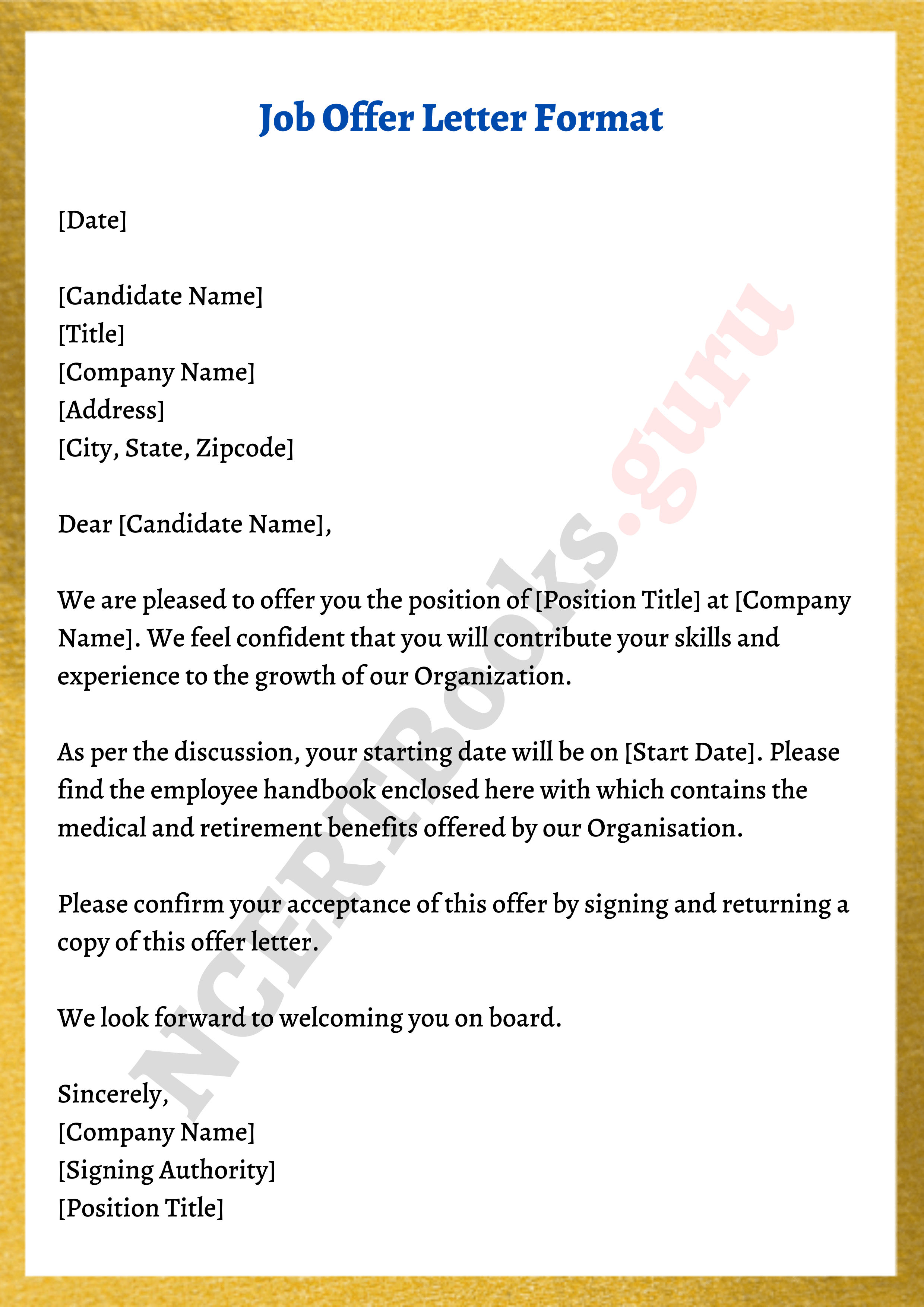 job offer letter format