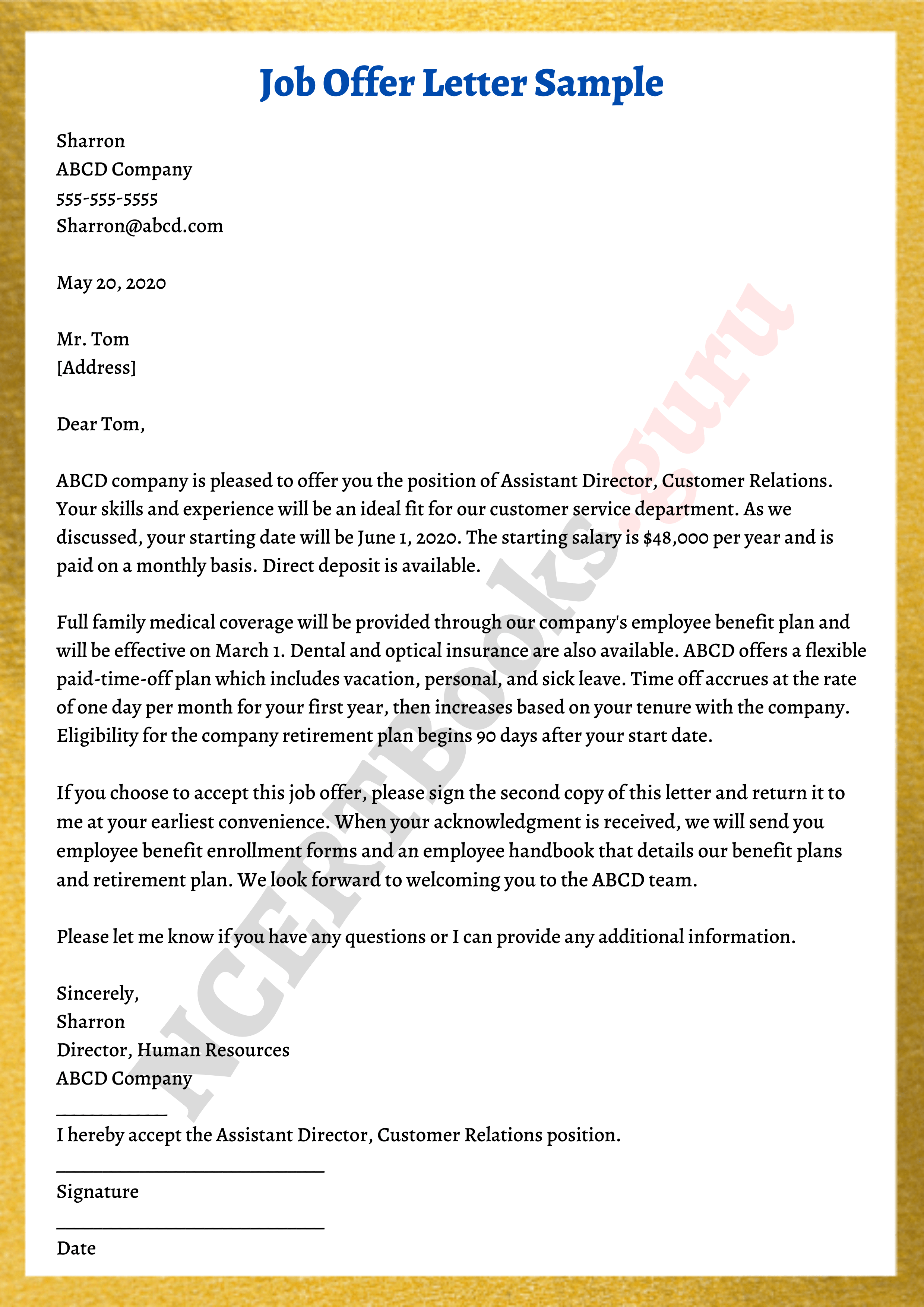 What Is The Format Of Offer Letter - Design Talk