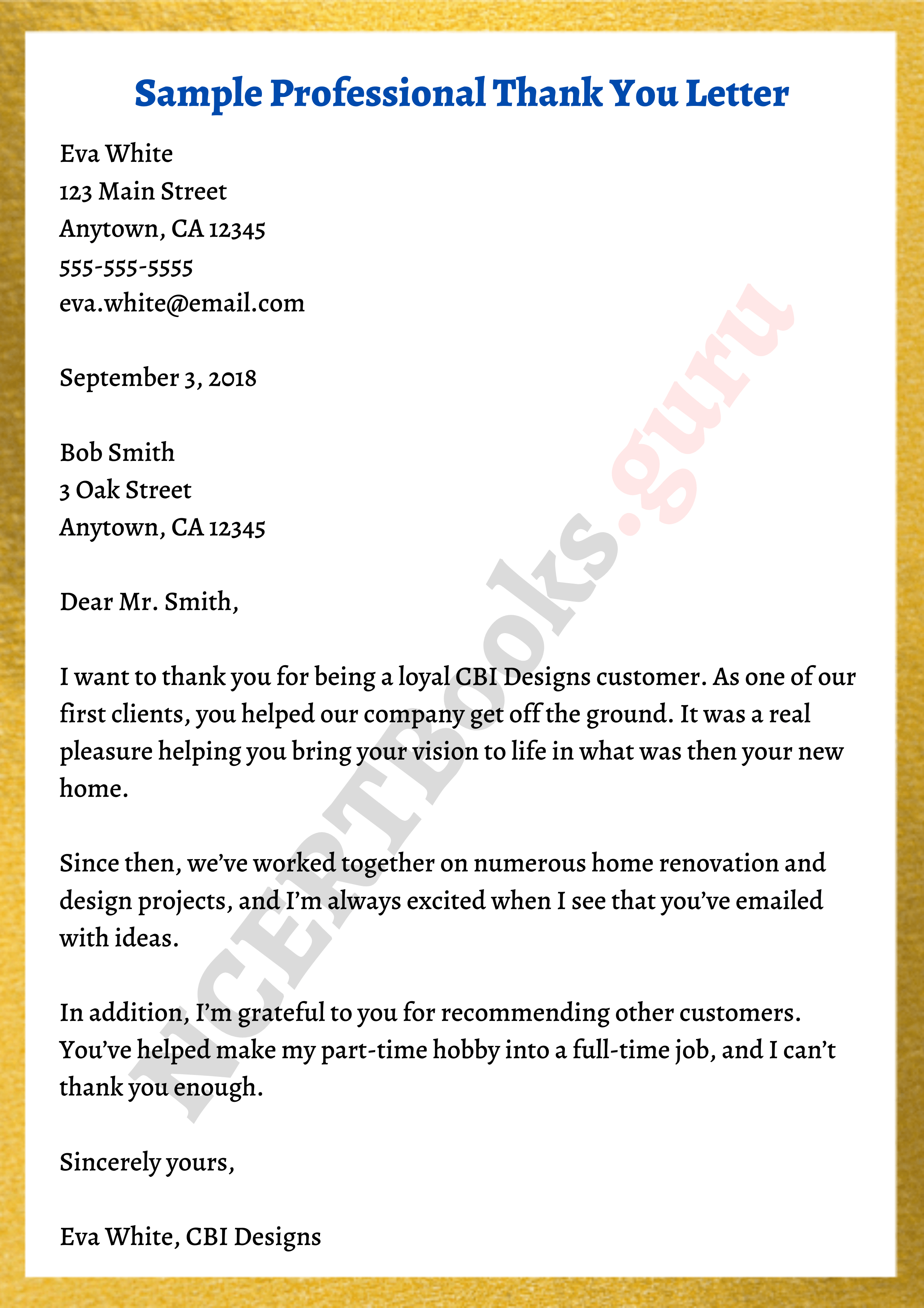 professional thank you letter sample