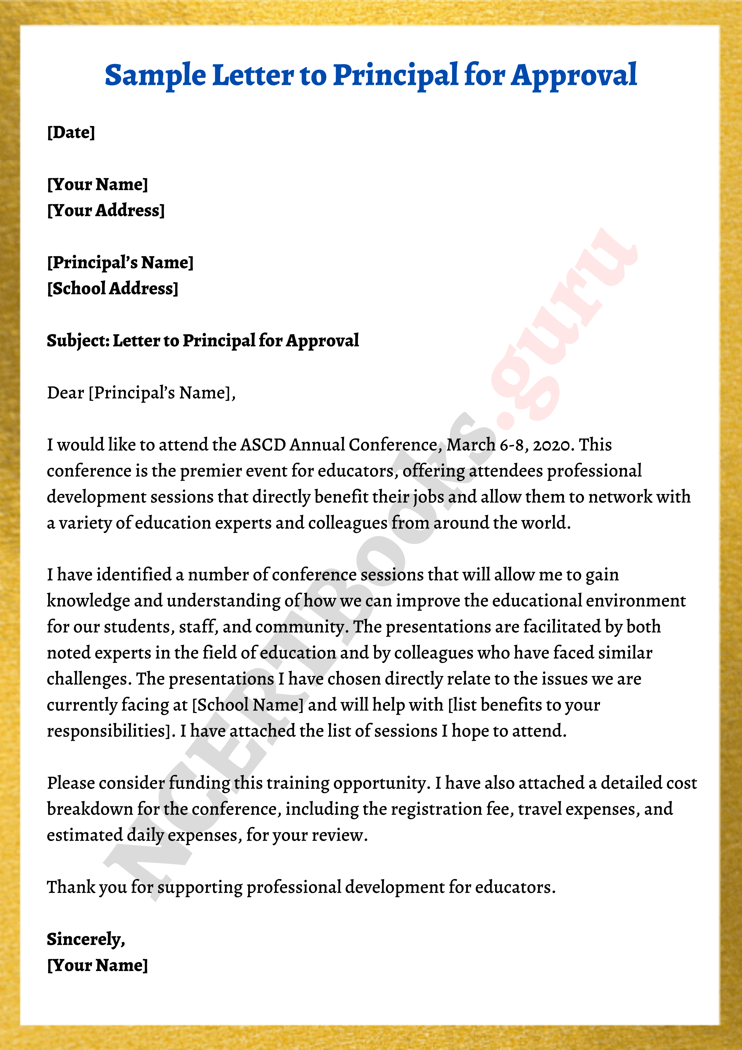 sample approval letter to principal