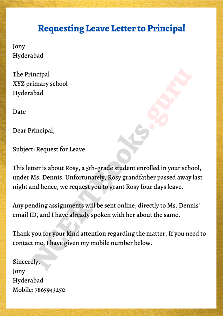 write a letter of request to your principal