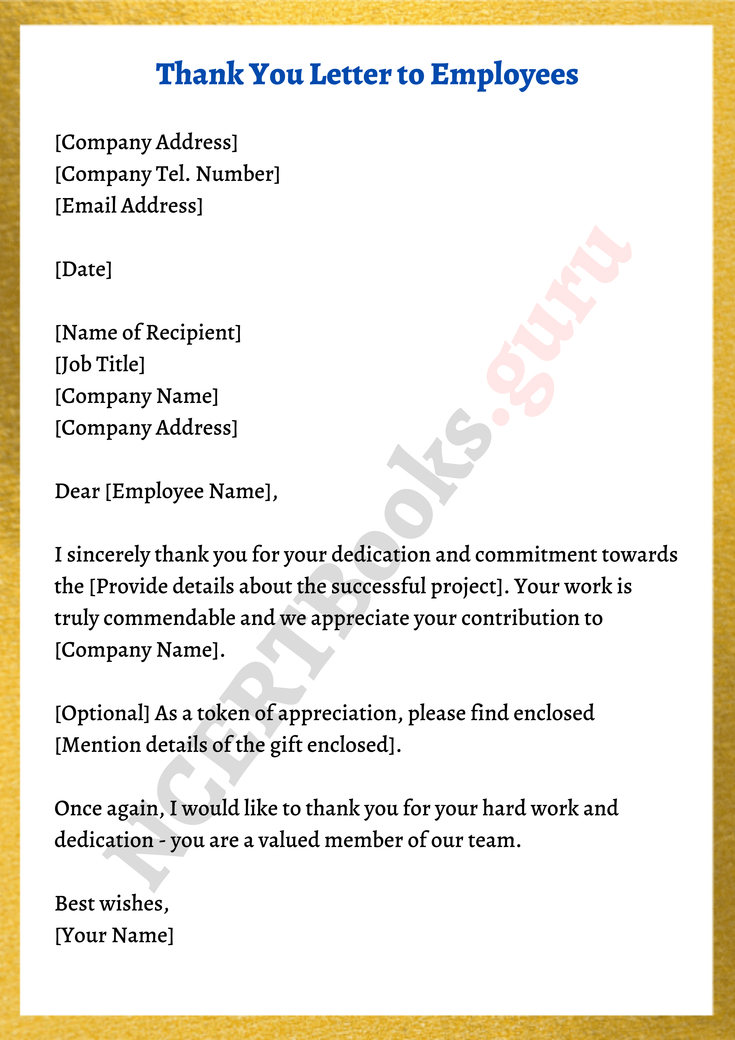 thank you to employees letter template
