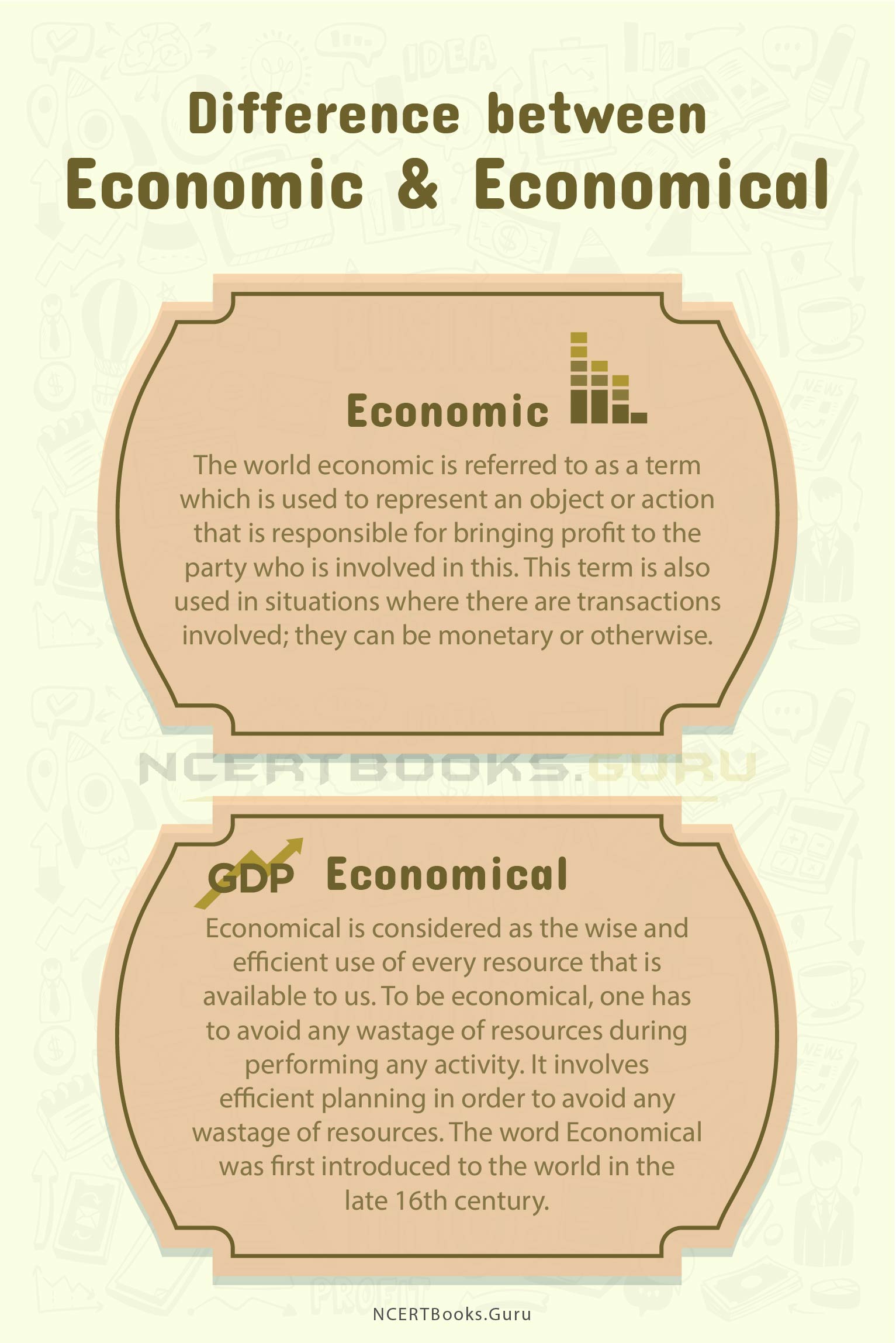Difference between Economics, Economy, Economic and Economical 2
