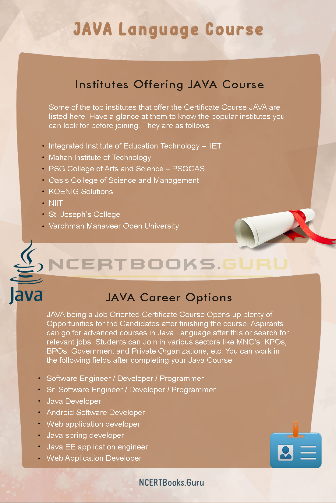 JAVA Language Course Details 2